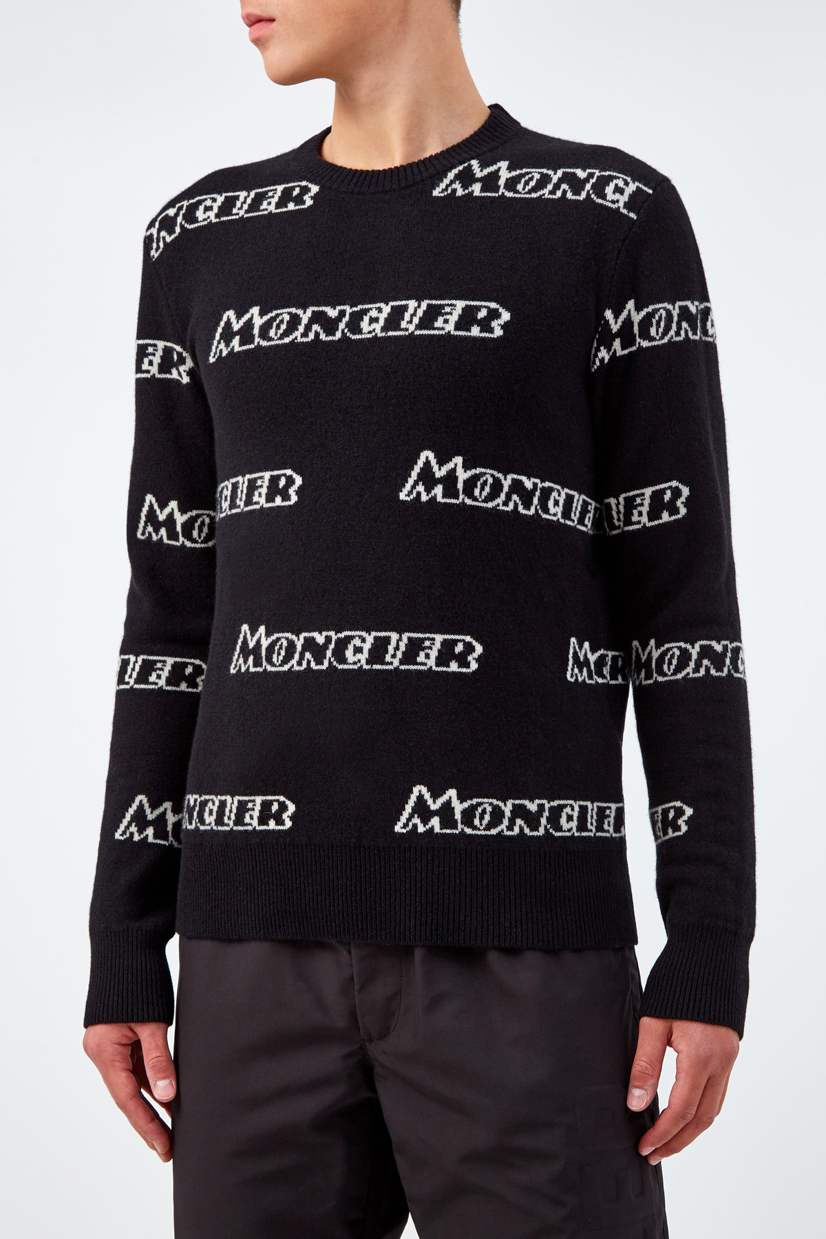 Джемпер из шерсти и кашемира с принтом all-over MONCLER, цвет черный, размер L;M - фото 3
