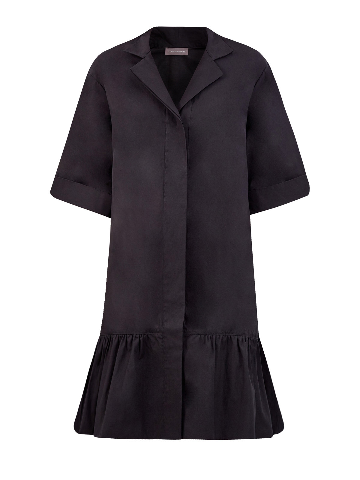 Хлопковое платье-рубашка с объемным асимметричным подолом LORENA ANTONIAZZI, цвет черный, размер 40;42;44;46