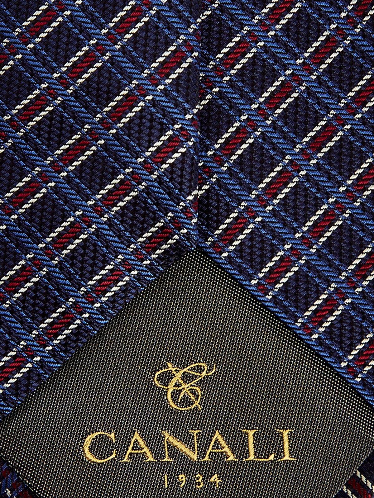 Шелковый галстук с фактурным принтом в клетку CANALI, цвет синий, размер 41;41.5;42;42.5;43;43.5;44 - фото 3
