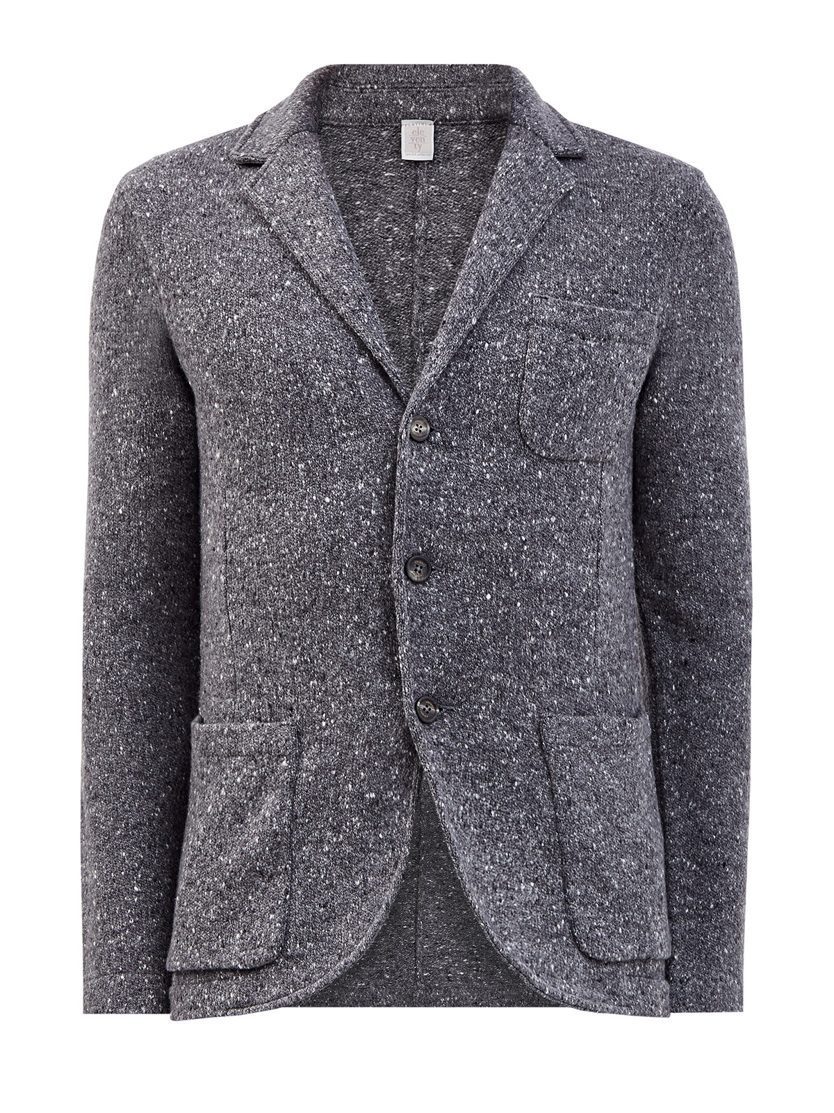 Меланжевый пиджак в стиле casual из шерсти и кашемира ELEVENTY, цвет серый, размер 48;52;54;56