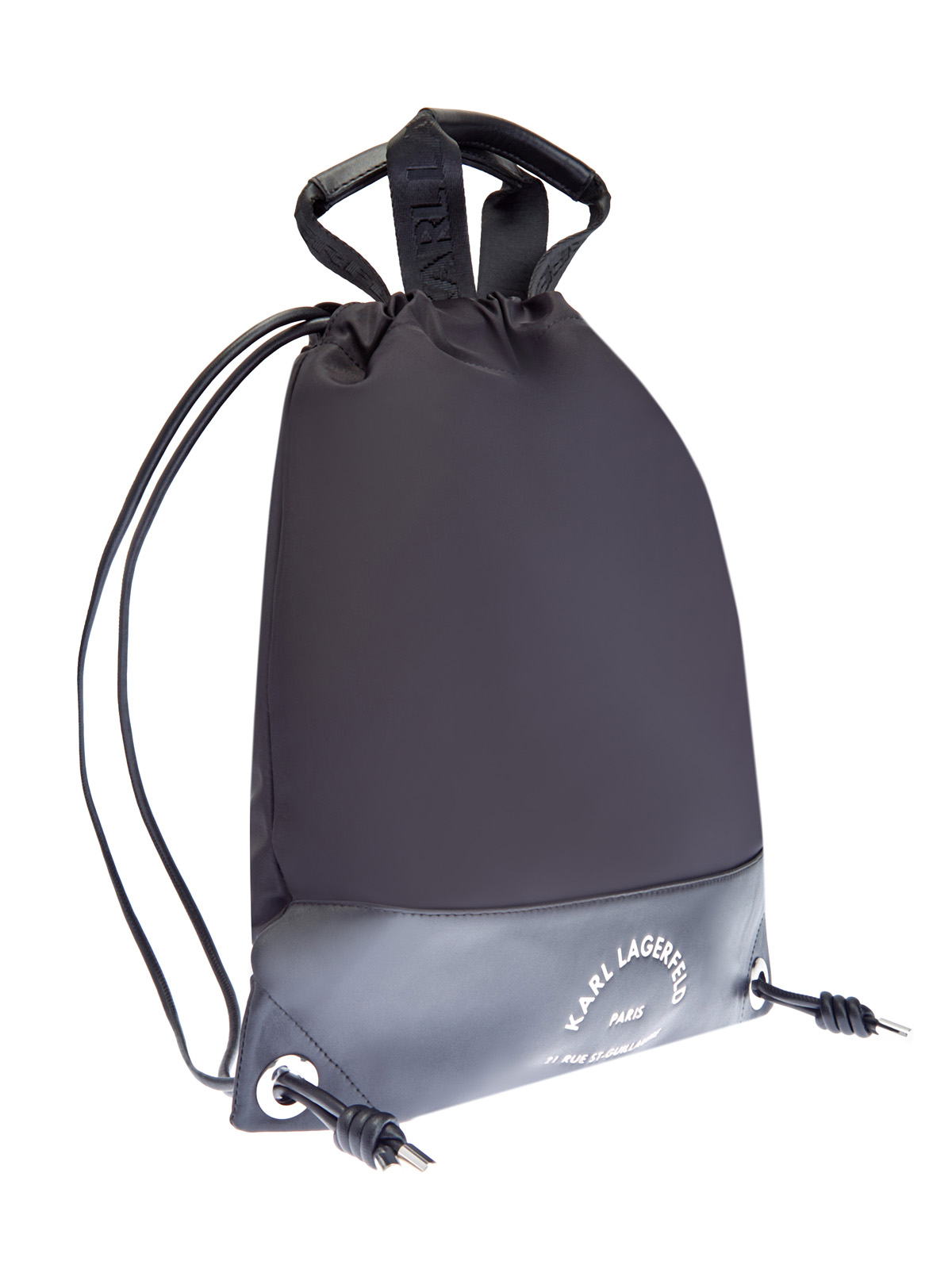 Рюкзак из матового нейлона с принтом Rue St-Guillaume KARL LAGERFELD, цвет черный, размер 5;6;7 - фото 3