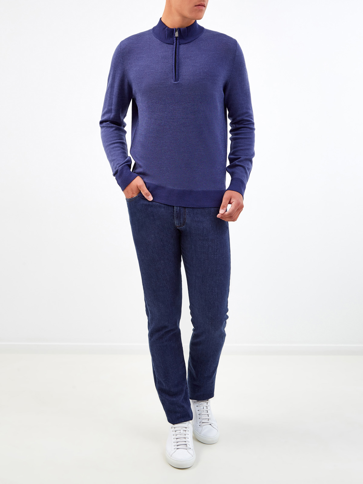 Окрашенные вручную джинсы с волокнами кашемира CANALI, цвет синий, размер 50;52;54;56;58;60;48 - фото 2