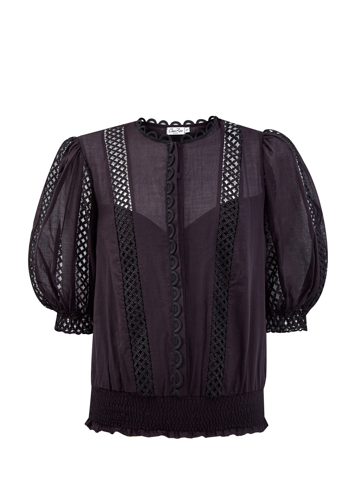 Однотонная блуза Estela из тонкого вышитого хлопка CHARO RUIZ IBIZA, цвет черный, размер S;M - фото 1