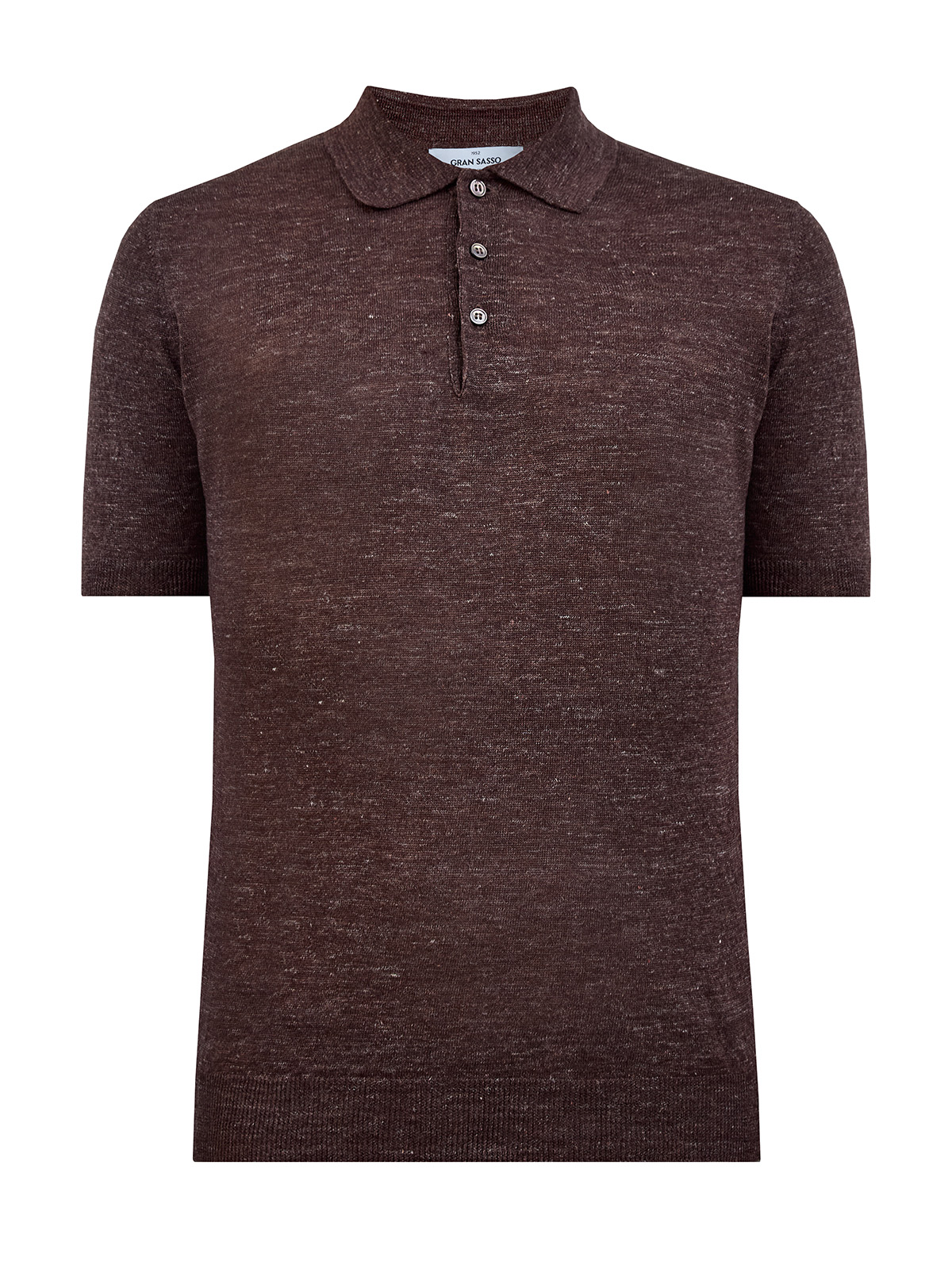 Джемпер-поло из меланжевой льняной пряжи с короткими рукавами