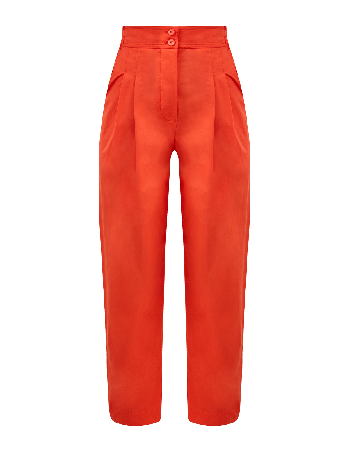 Хлопковые брюки на высокой посадке с защипами и пуговицами GENTRYPORTOFINO, цвет оранжевый, размер 40;42;44;46;48;38 - фото 1