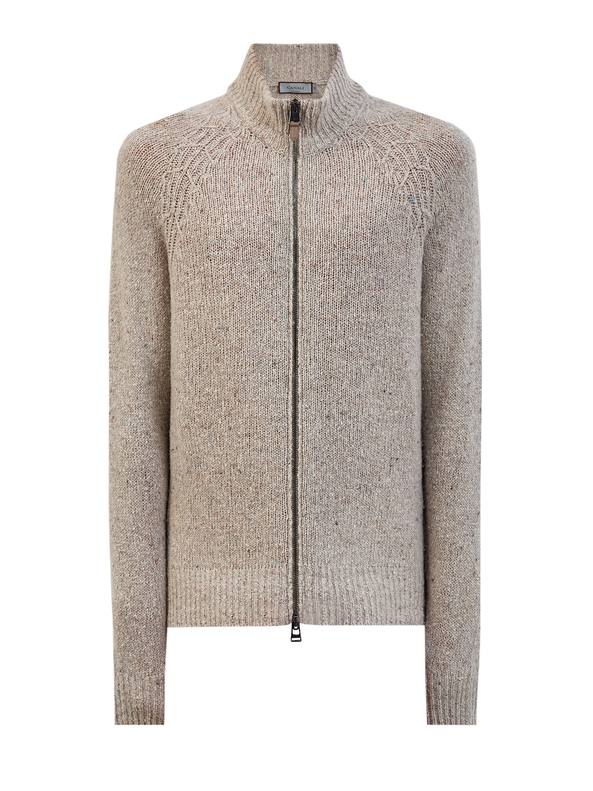 

Кардиган из фактурной шерстяной пряжи с кожаным пуллером, Бежевый, Кардиган из фактурной шерстяной пряжи с кожаным пуллером