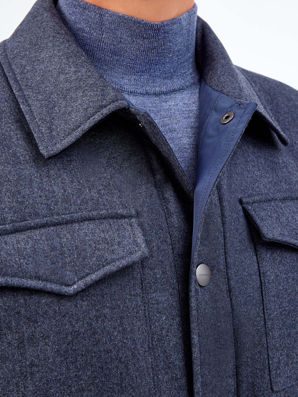 Двусторонняя куртка из плотной шерсти, кашемира и нейлона CANALI, цвет синий, размер 48;56;58 - фото 6