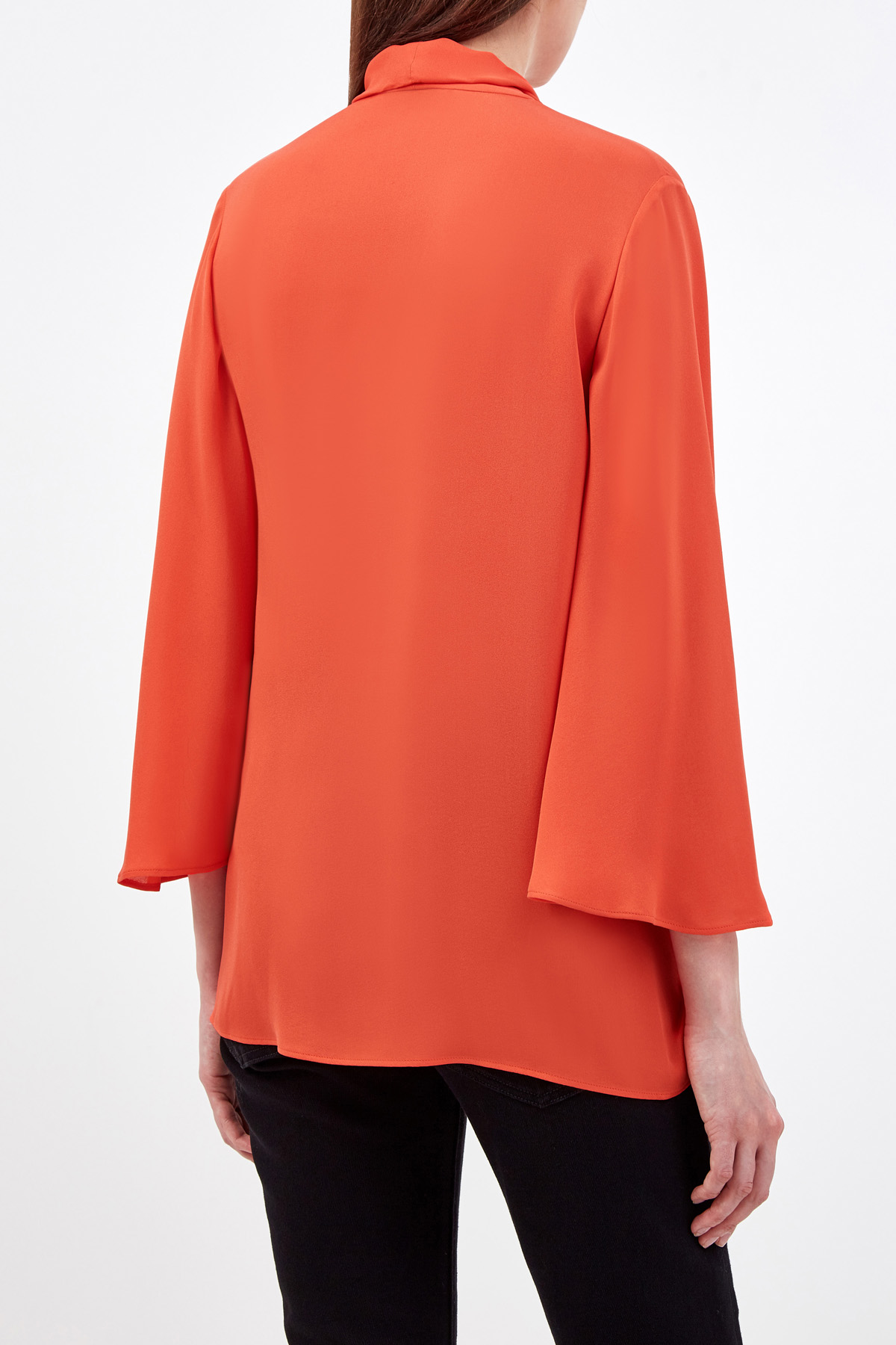 Шелковая блуза из коллекции Neonature с рукавами-клеш VALENTINO, цвет оранжевый, размер 40;42;44;38 - фото 4
