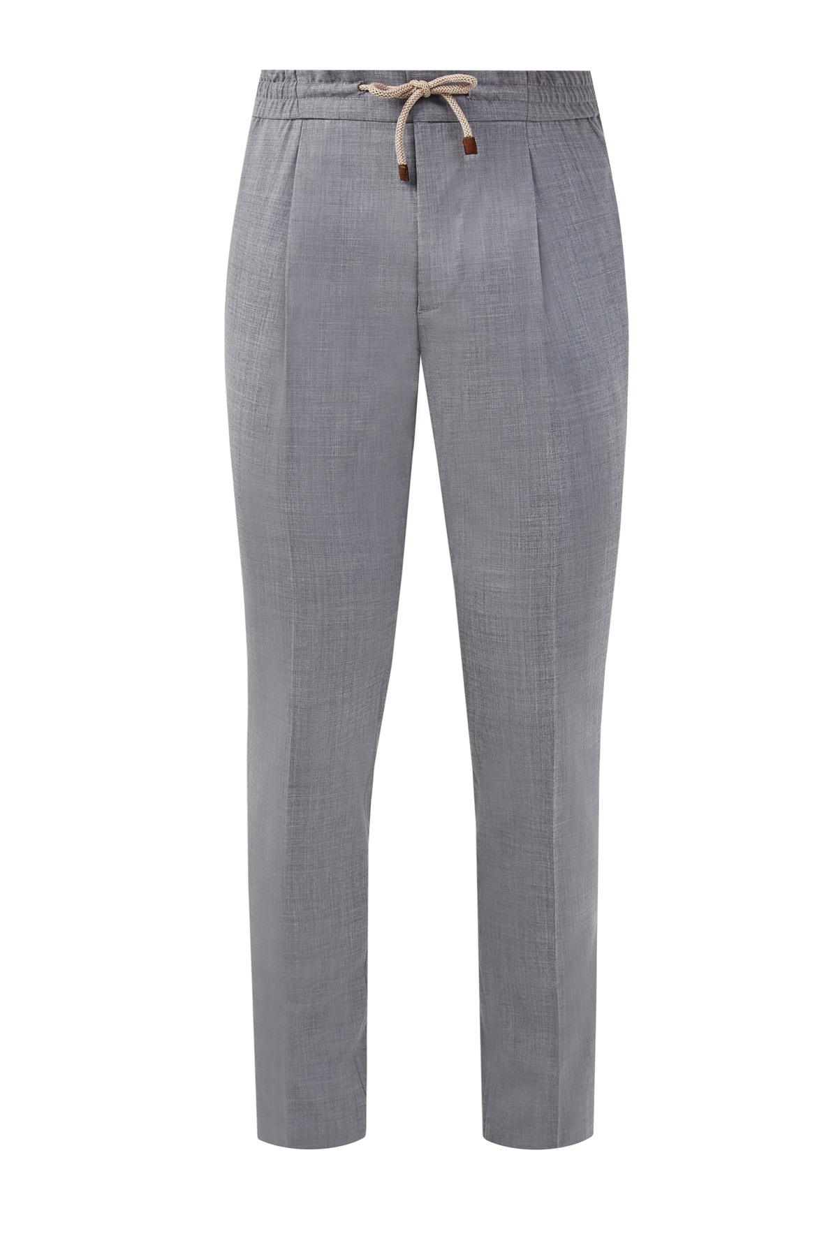 Шерстяные брюки в стиле casual BRUNELLO CUCINELLI, цвет серый, размер 48;50 - фото 1
