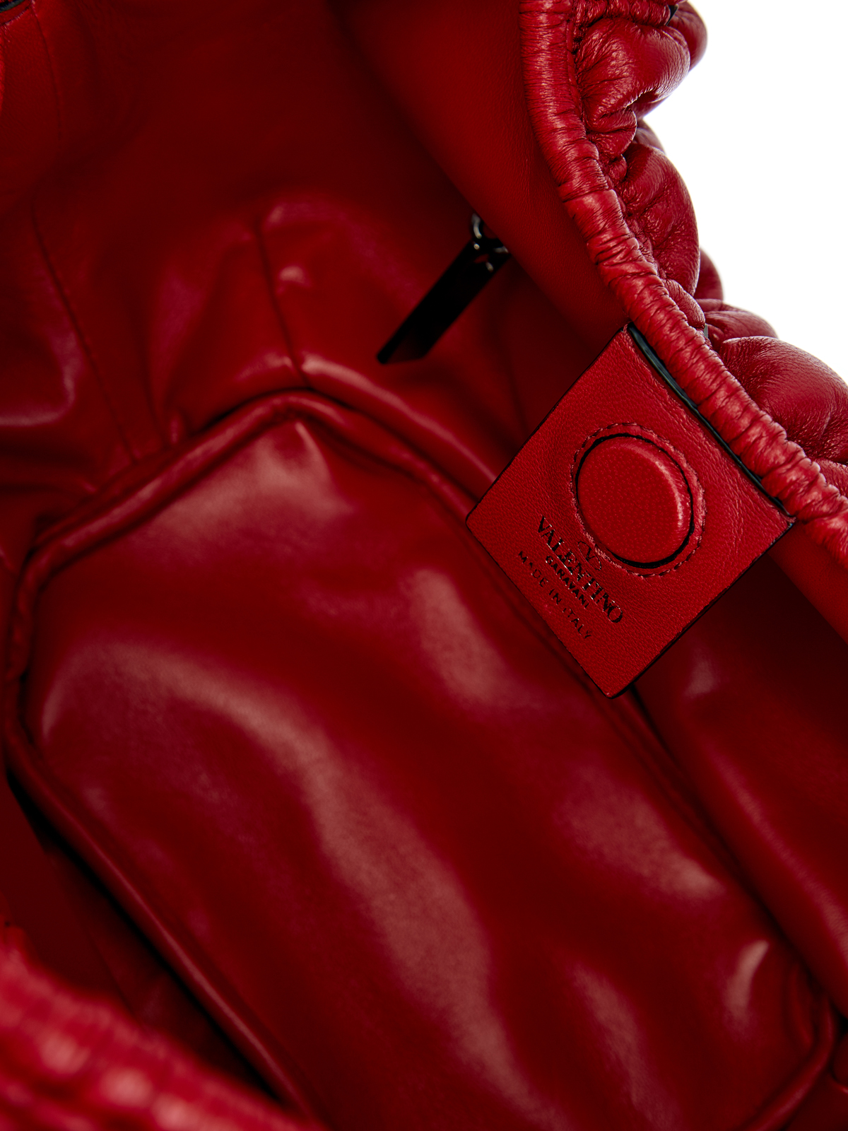 Сумка-хобо SpikeMe Bag из гофрированной кожи наппа VALENTINO, цвет красный, размер 37;38;39;40;38.5 - фото 7