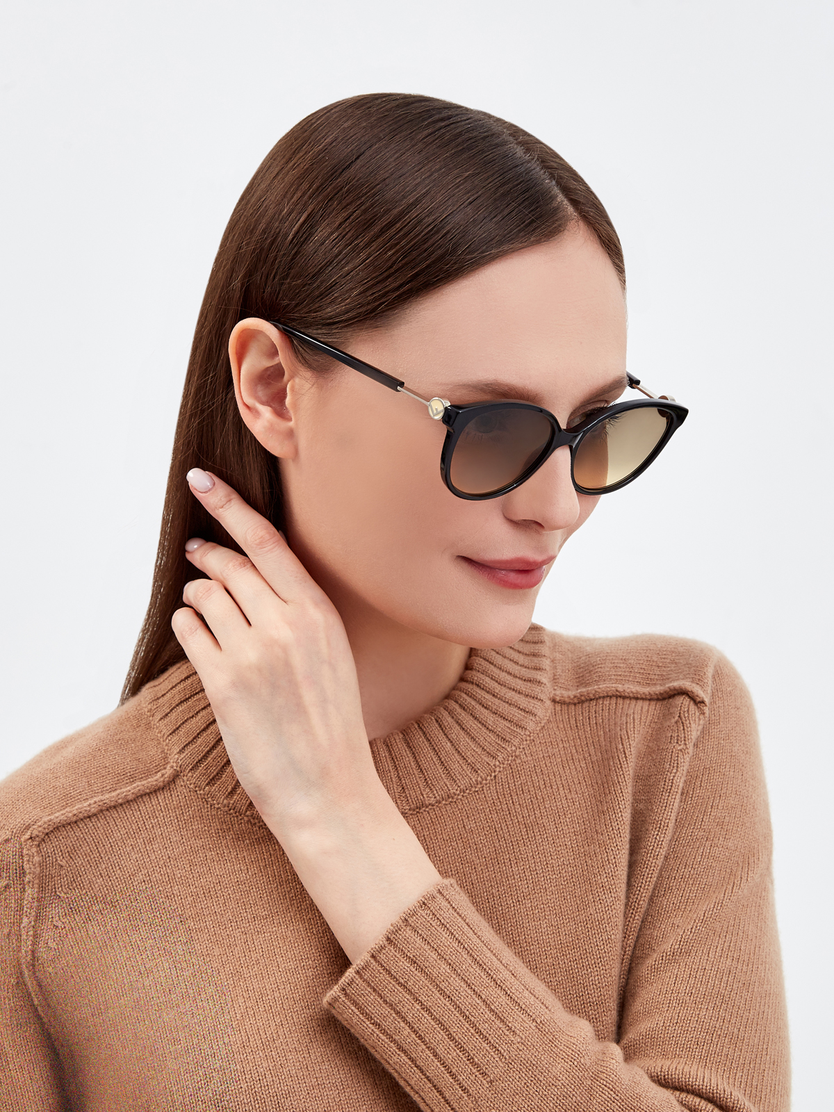 Очки в стиле минимализм с тонкими дужками FENDI (sunglasses), цвет серый, размер 40;42;44;46 - фото 2