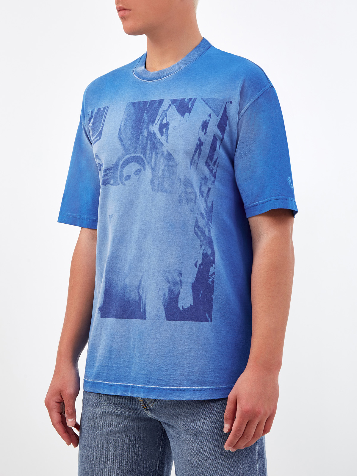 Свободная футболка T-Wash из хлопка джерси с принтом DIESEL, цвет синий, размер S;L;XL;M - фото 3