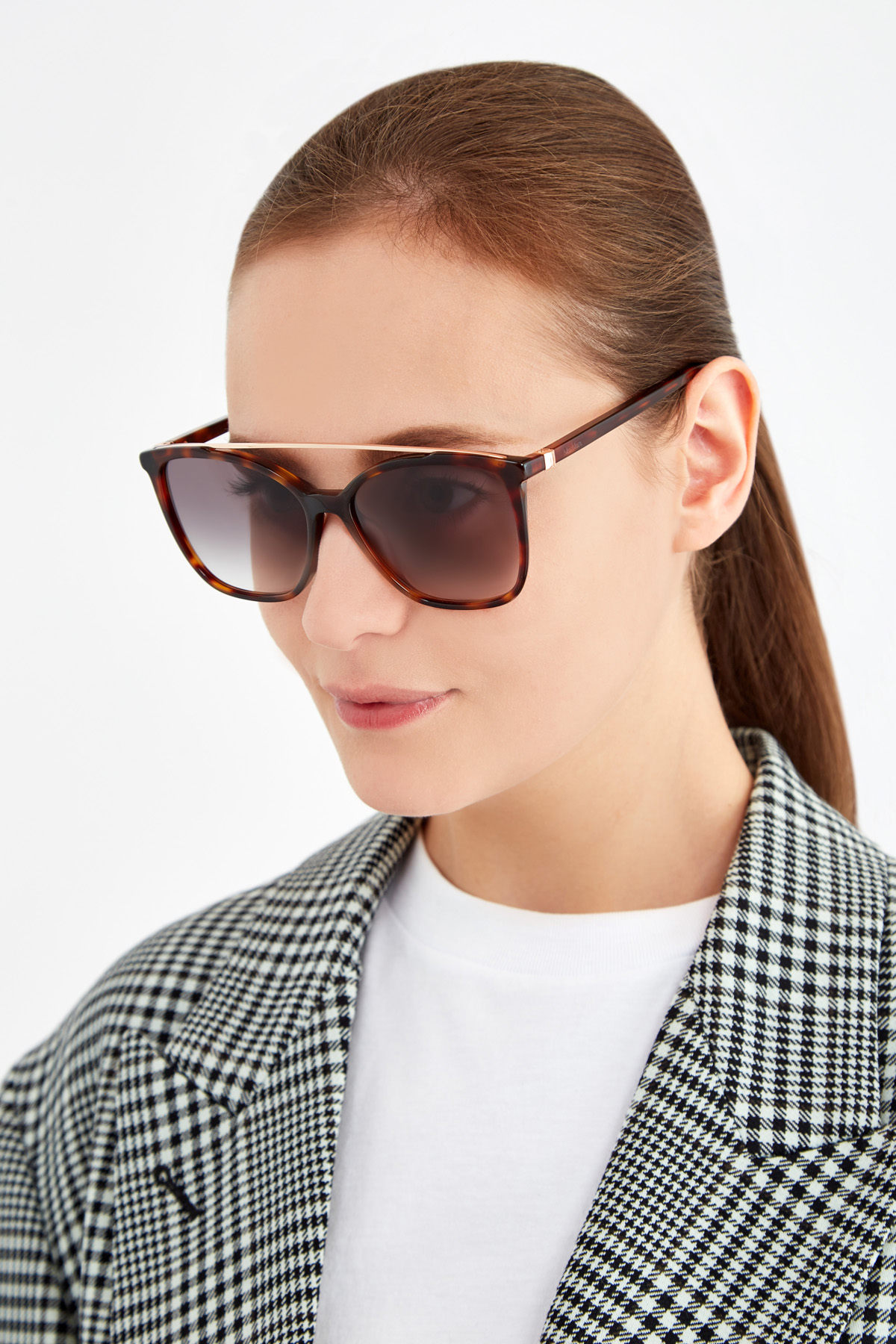 Очки-oversize в прозрачной оправе с внутренним черепаховым принтом MAX MARA (sunglasses), размер 40 - фото 2