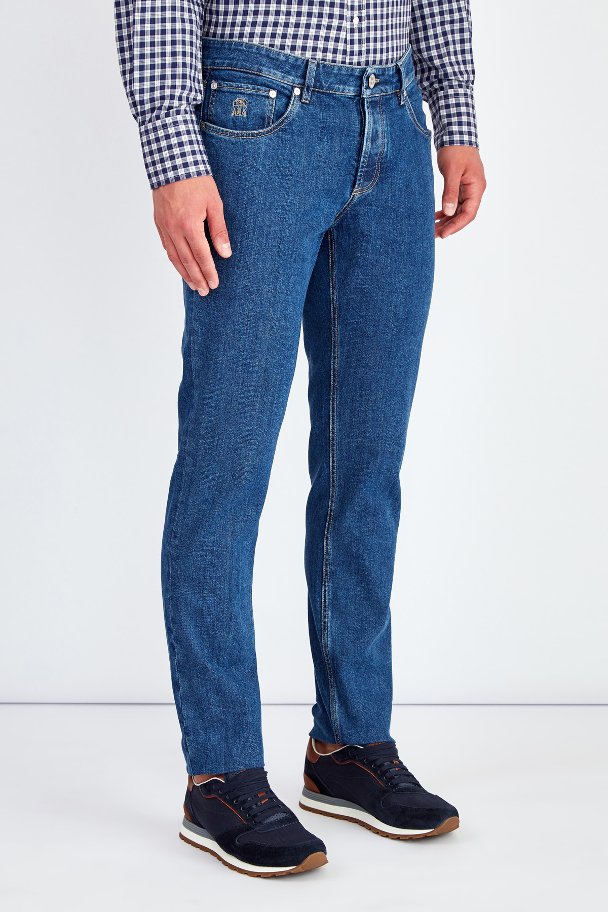 Классические синие джинсы с пятью карманами BRUNELLO CUCINELLI, цвет синий, размер 50 - фото 3