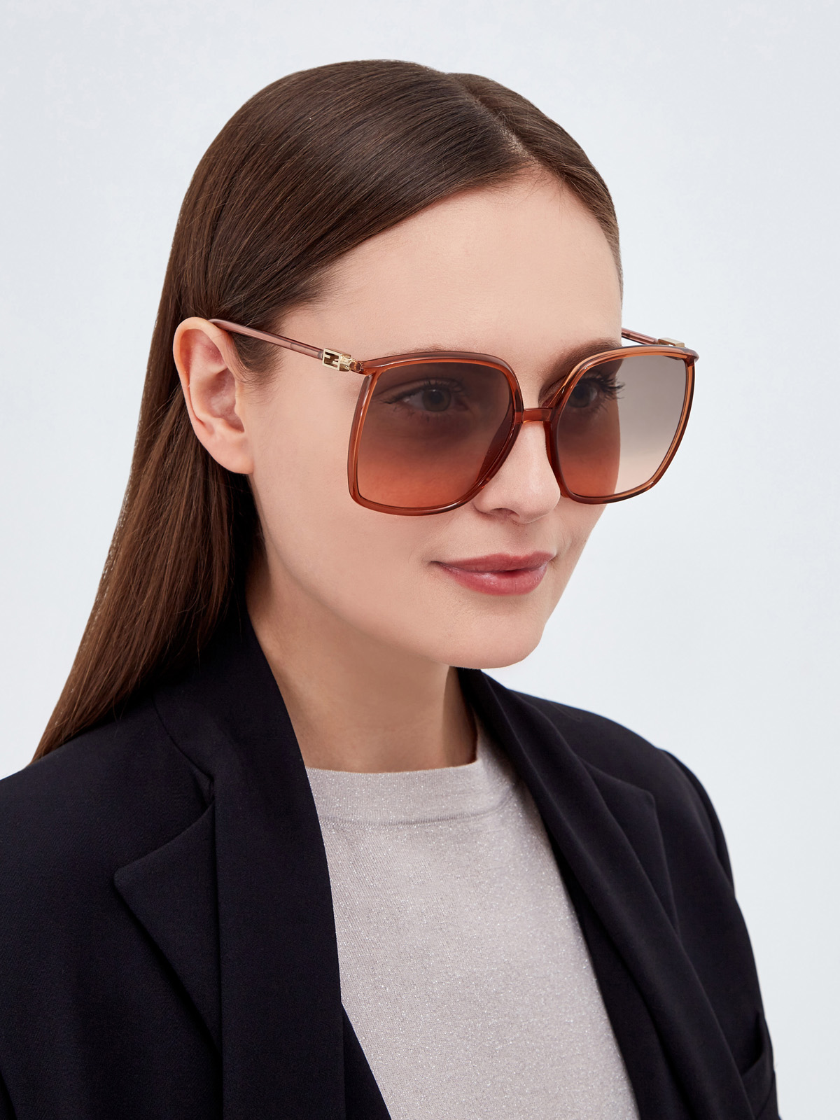 Oversize-очки в легкой оправе с логотипом FF на дужках FENDI (sunglasses), цвет мульти, размер 5;5.5;6;6.5;7;7.5;8;9;10 - фото 2
