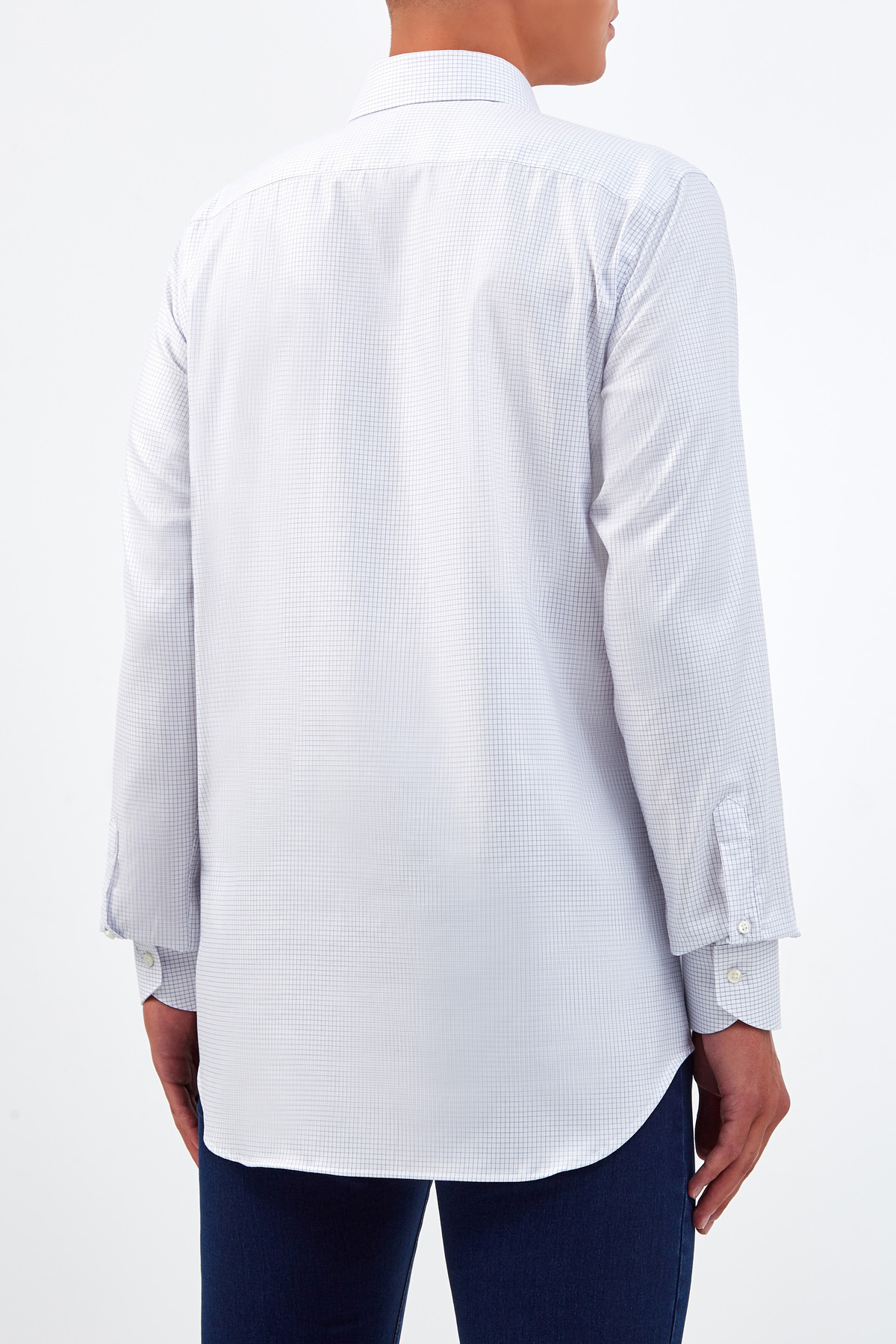 Рубашка из хлопковой саржи Impeccabile с принтом в клетку CANALI, цвет белый, размер 52;52;54;56;58;50 - фото 4