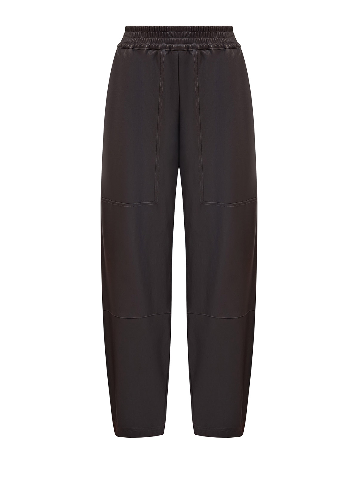 

Кожаные брюки Barrel Leg с эластичным поясом, Коричневый, Кожаные брюки Barrel Leg с эластичным поясом