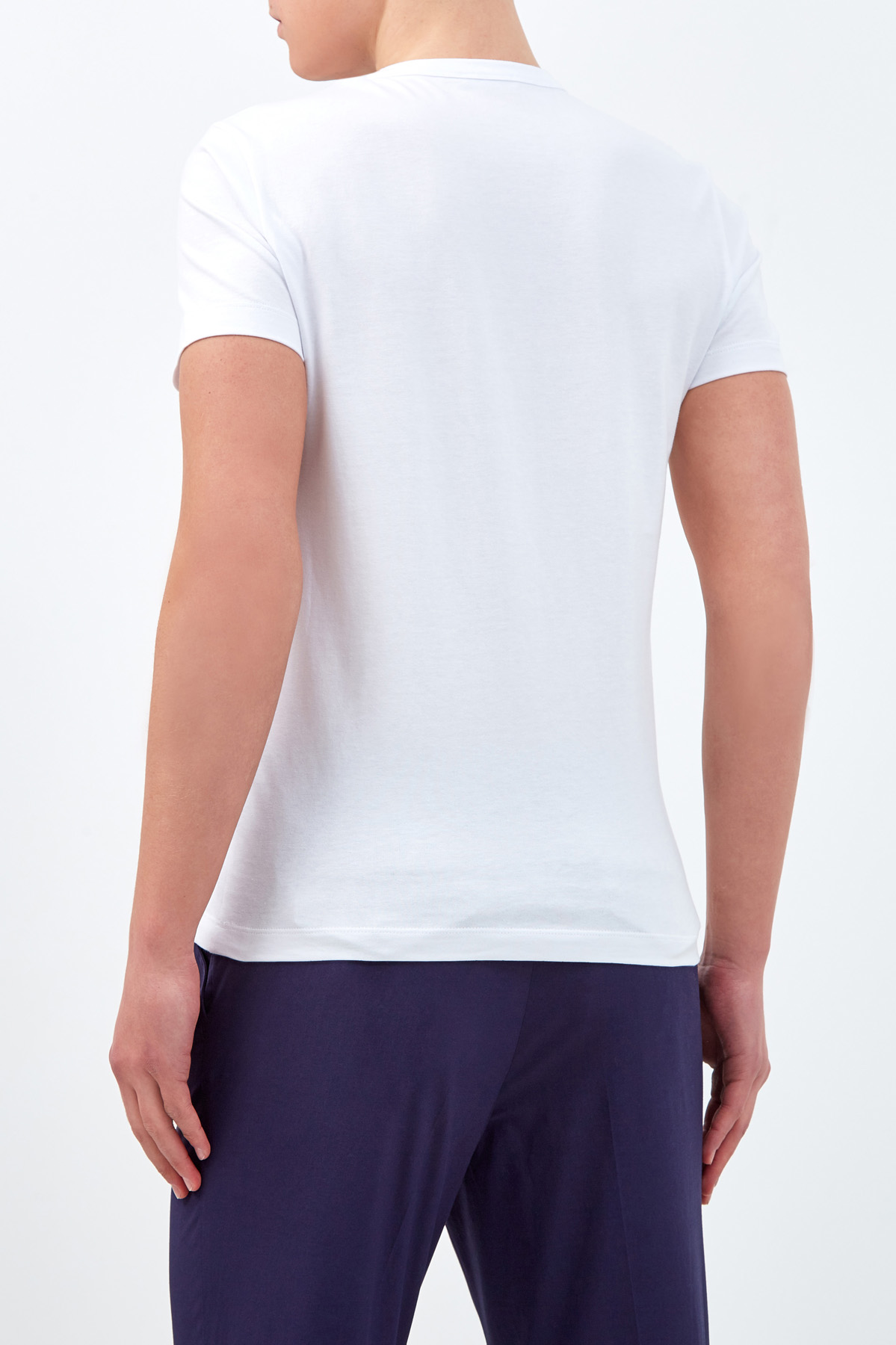Белая футболка из хлопка джерси с глянцевой аппликацией MONCLER, цвет белый, размер 2XL - фото 4