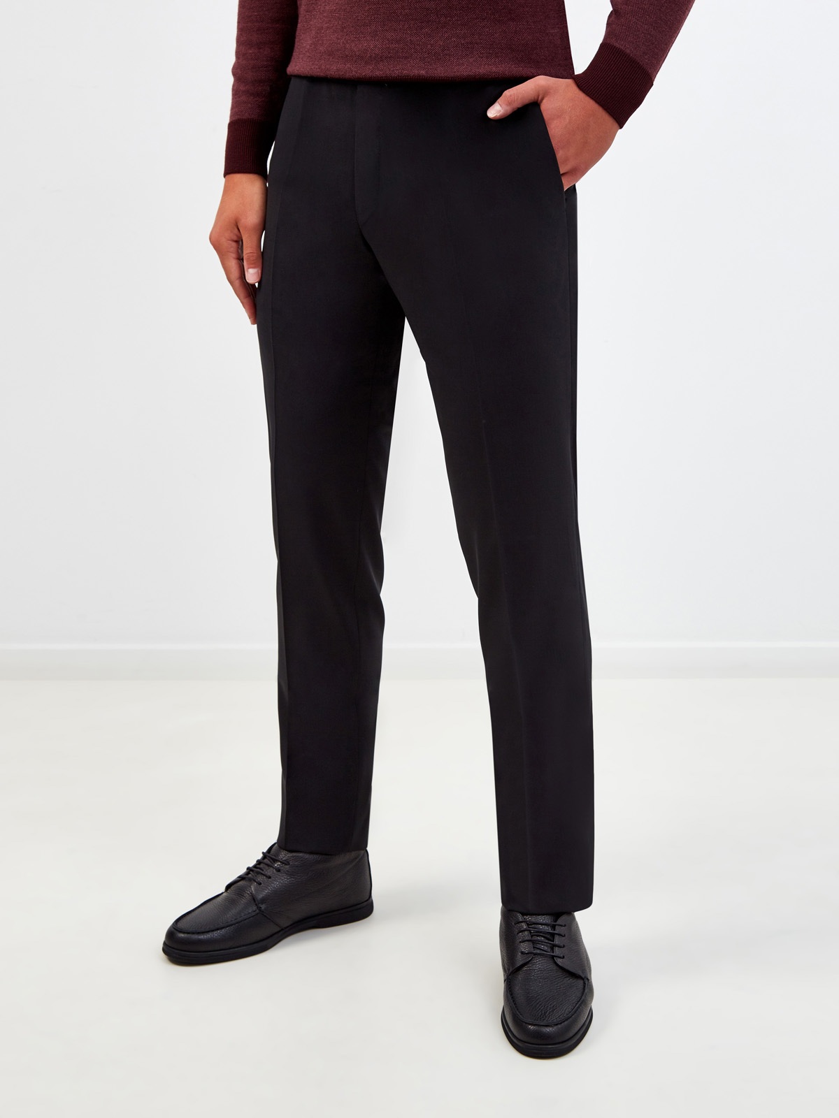 Черные брюки в классическом стиле из тонкой шерсти CANALI, цвет черный, размер 46;48;50;52;54;56;58;60;62;64 - фото 3