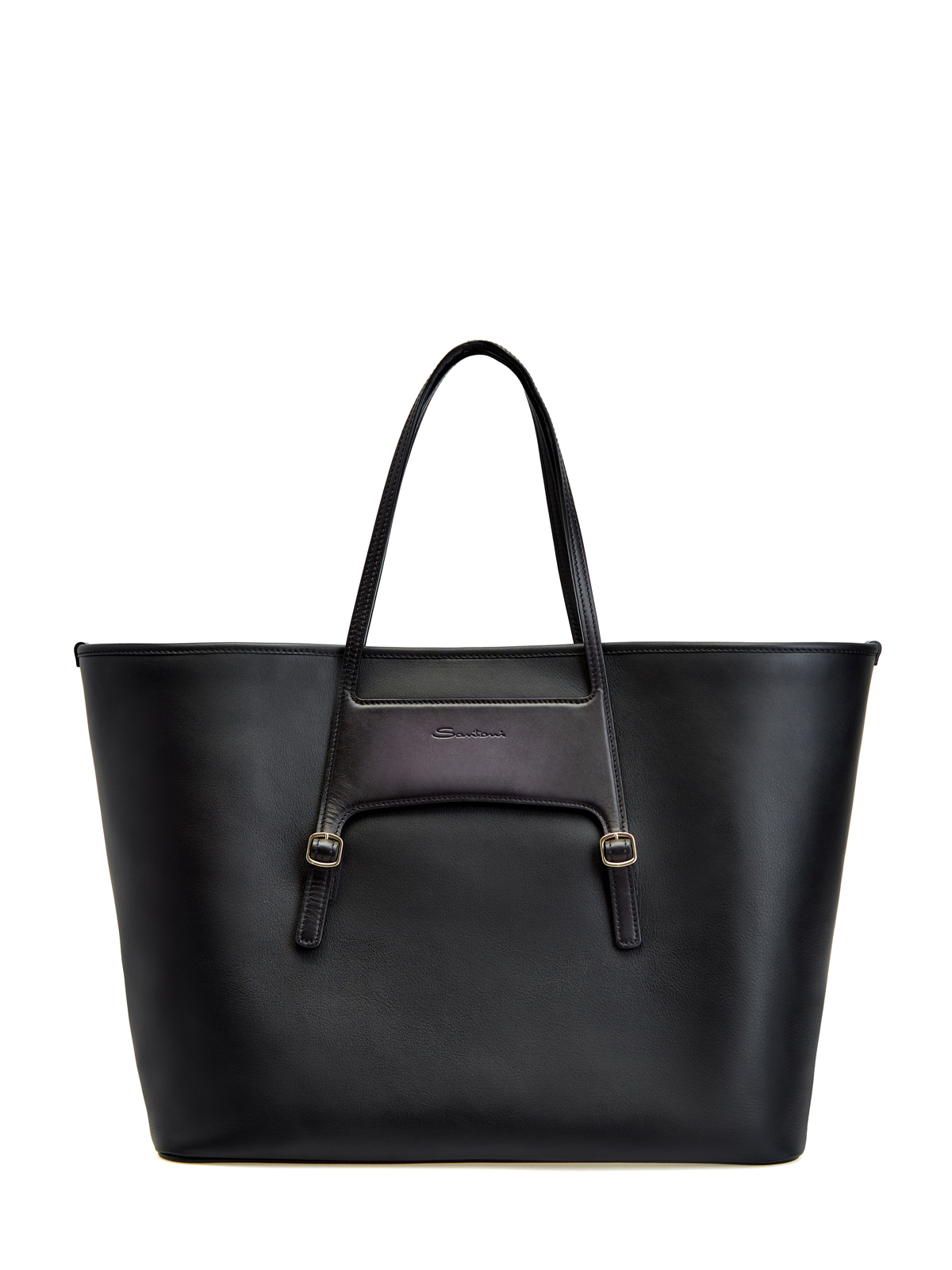 Кожаная сумка-шоппер с отделкой ручной работы SANTONI, цвет черный, размер 37;37.5;38;38.5;39.5;40;36;39 - фото 1