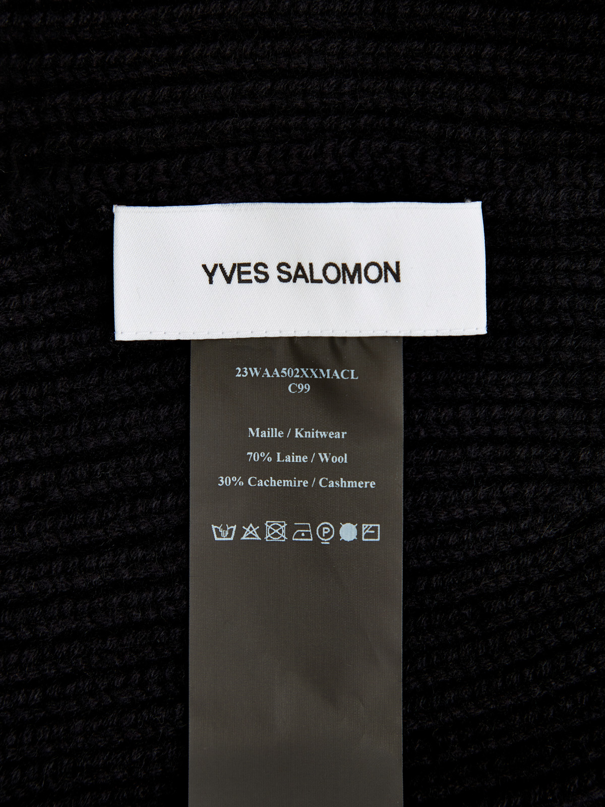 Шапка из теплой шерсти и кашемира в английскую резинку YVES SALOMON, цвет черный, размер M;L - фото 4