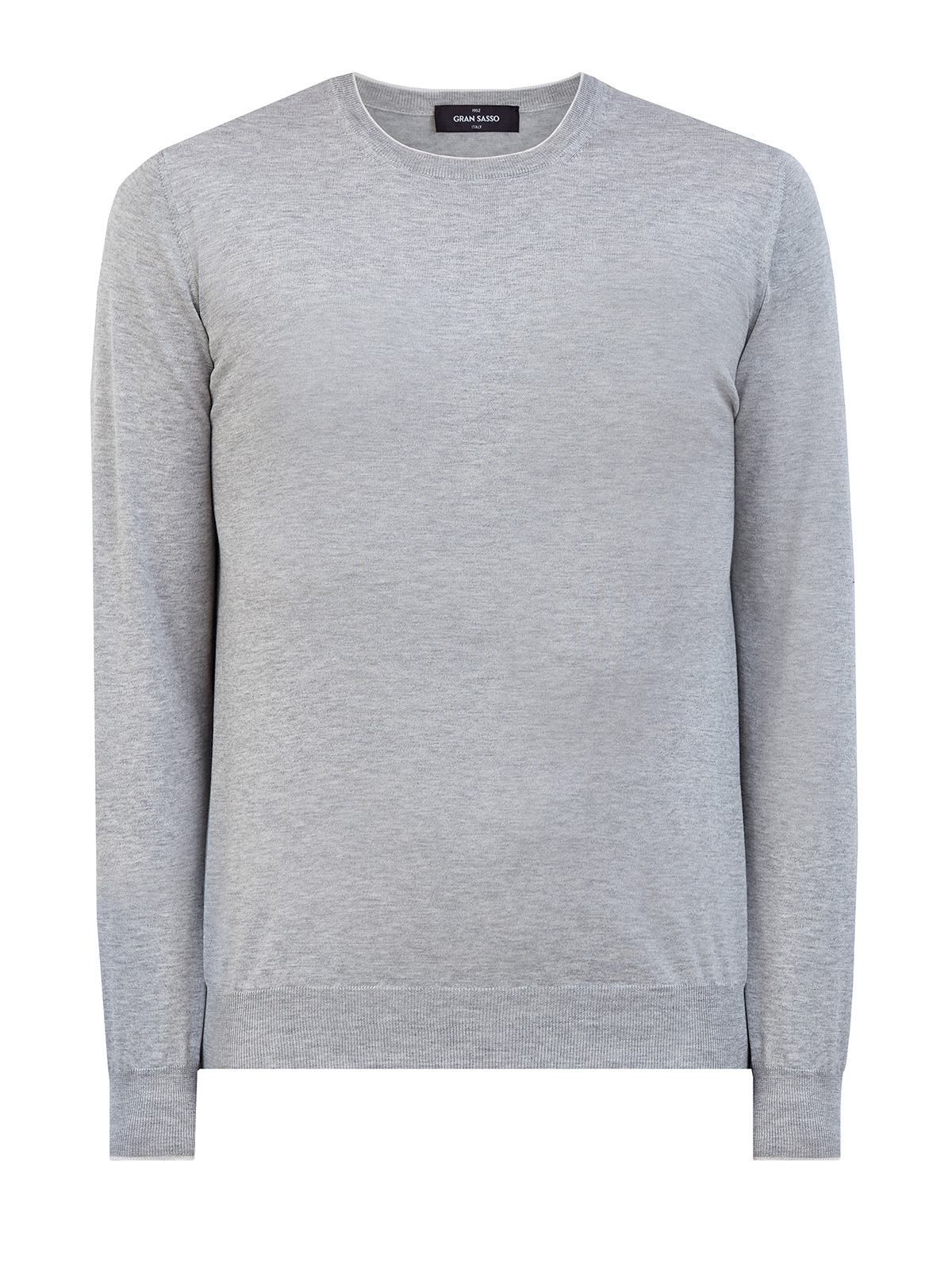 

Джемпер из меланжевого шелка и хлопка с контрастным кантом, Серый, Джемпер из меланжевого шелка и хлопка с контрастным кантом