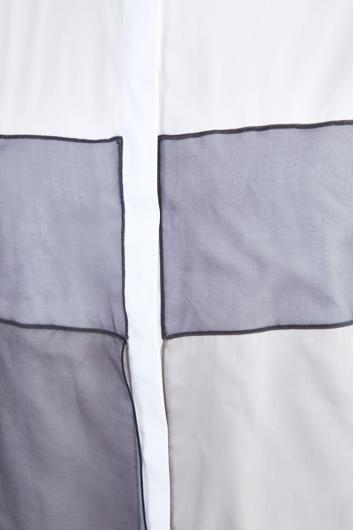 Блуза из поплина со вставками colorblock из шелковой органзы FABIANA FILIPPI, цвет черно-белый, размер 44 - фото 3