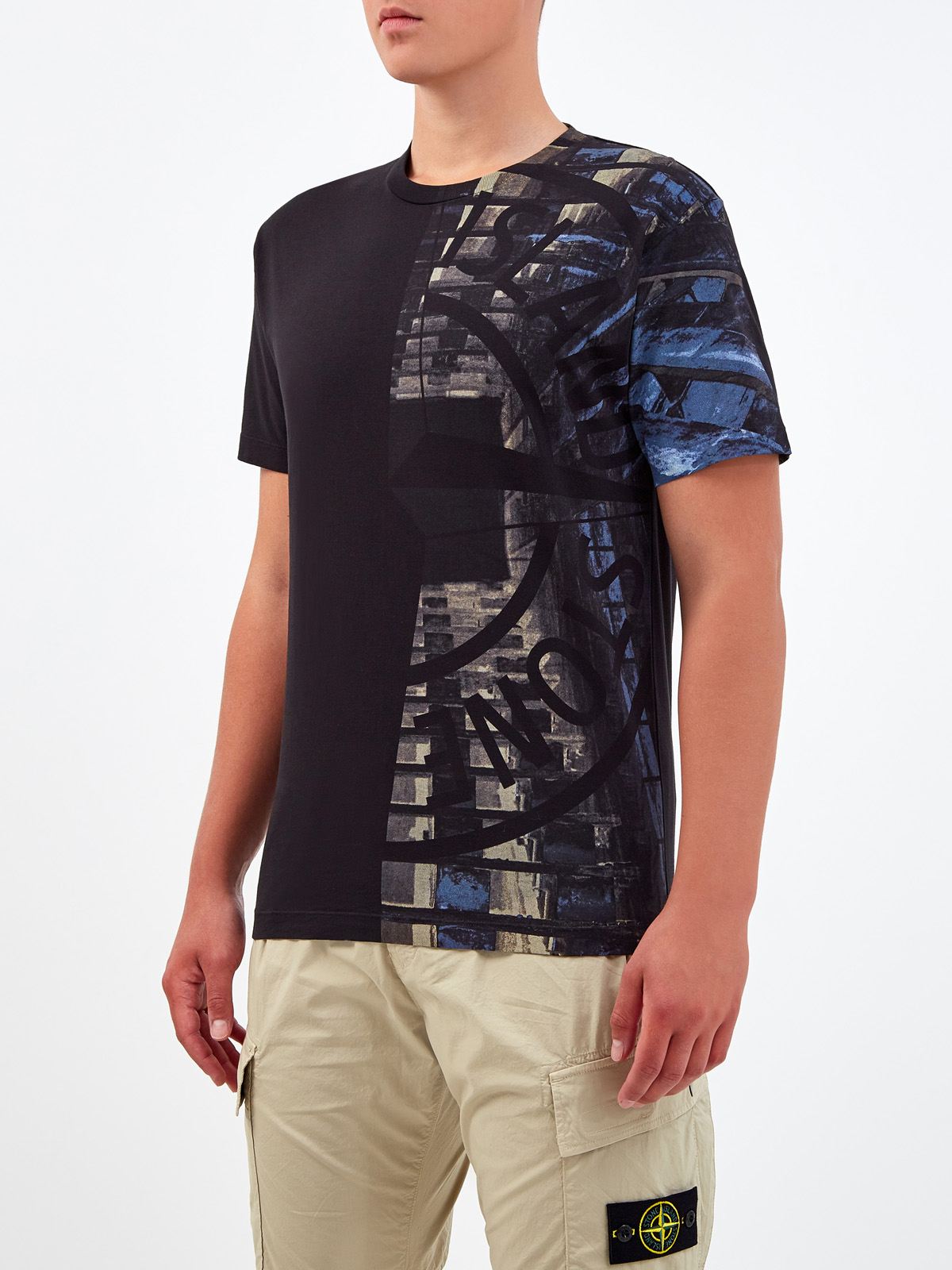 Хлопковая футболка из джерси с центрированным принтом STONE ISLAND, цвет черный, размер M;L;XL;2XL;3XL - фото 3