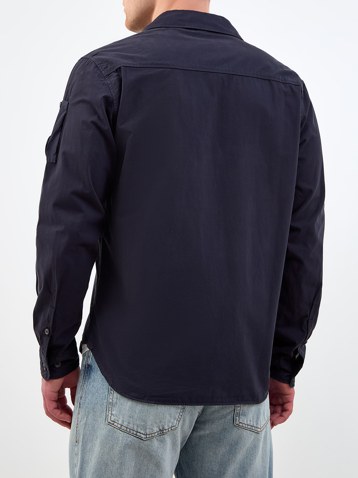 Рубашка-ветровка из хлопкового габардина с фирменной линзой C.P.COMPANY, цвет синий, размер M;L;2XL - фото 4