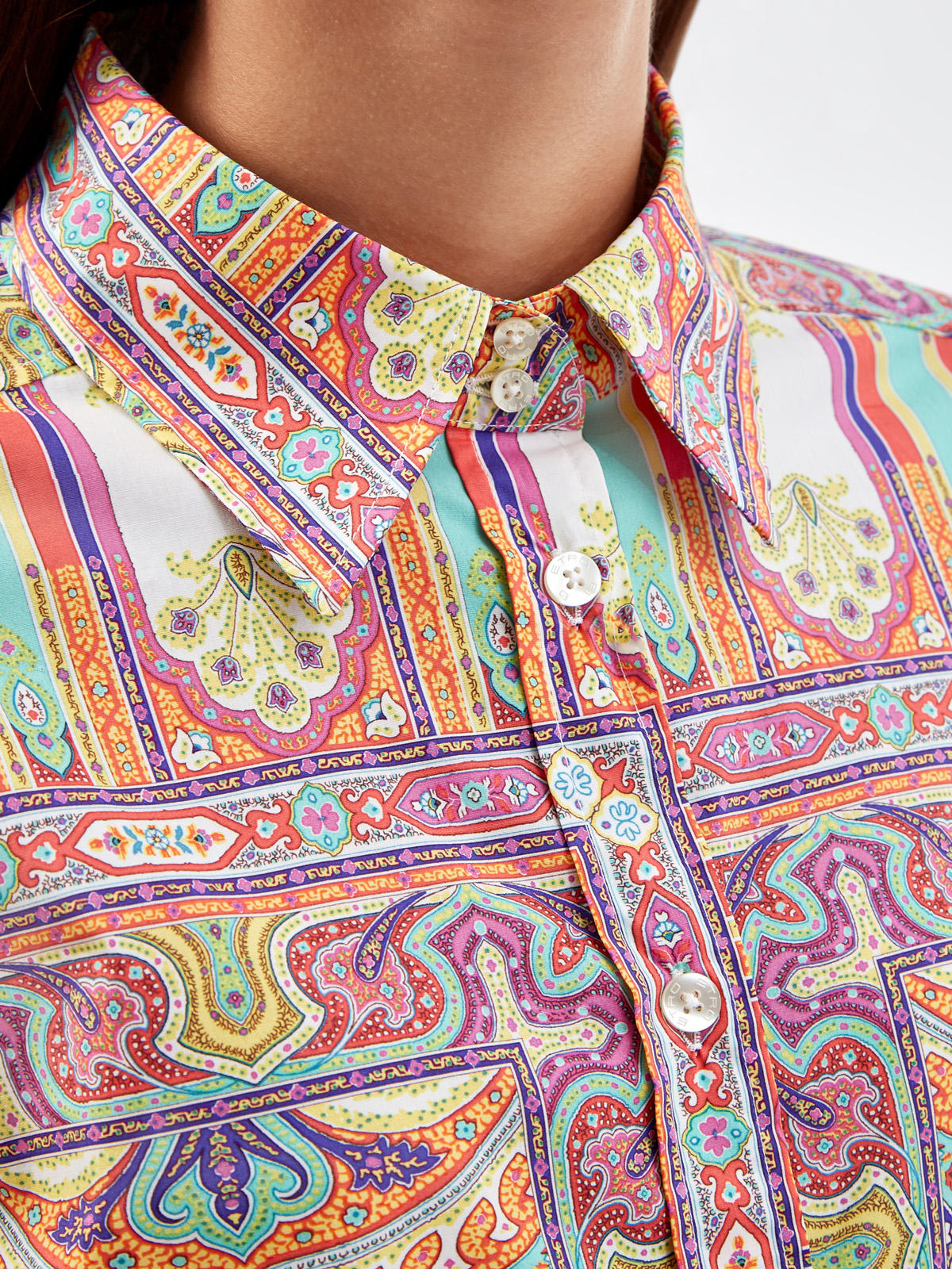 Легкая рубашка из гладкого хлопка с принтом пейсли ETRO, цвет мульти, размер 48;50;46 - фото 3