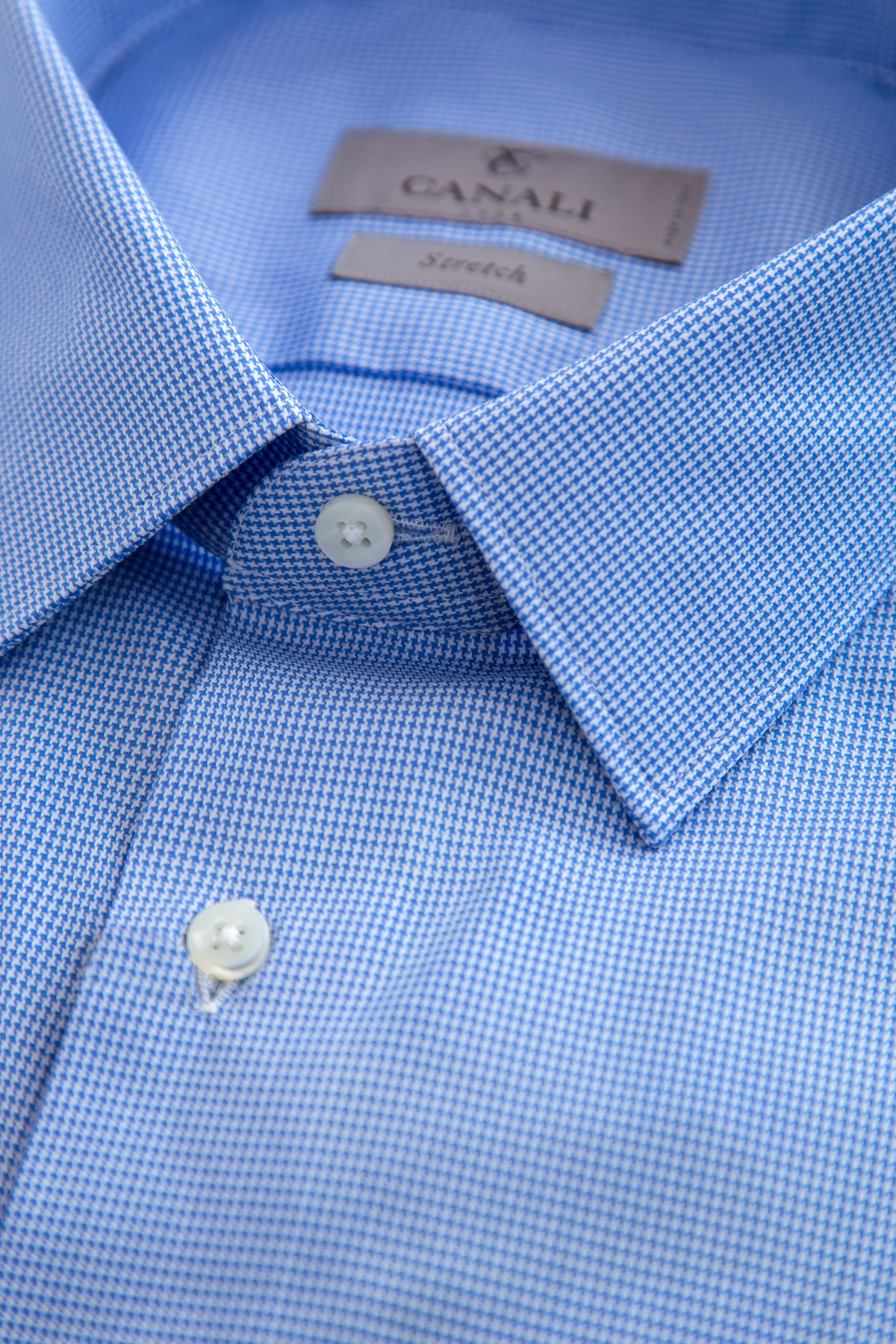 Рубашка из хлопка Stretch с микро-принтом CANALI, цвет синий, размер 48;52 - фото 2