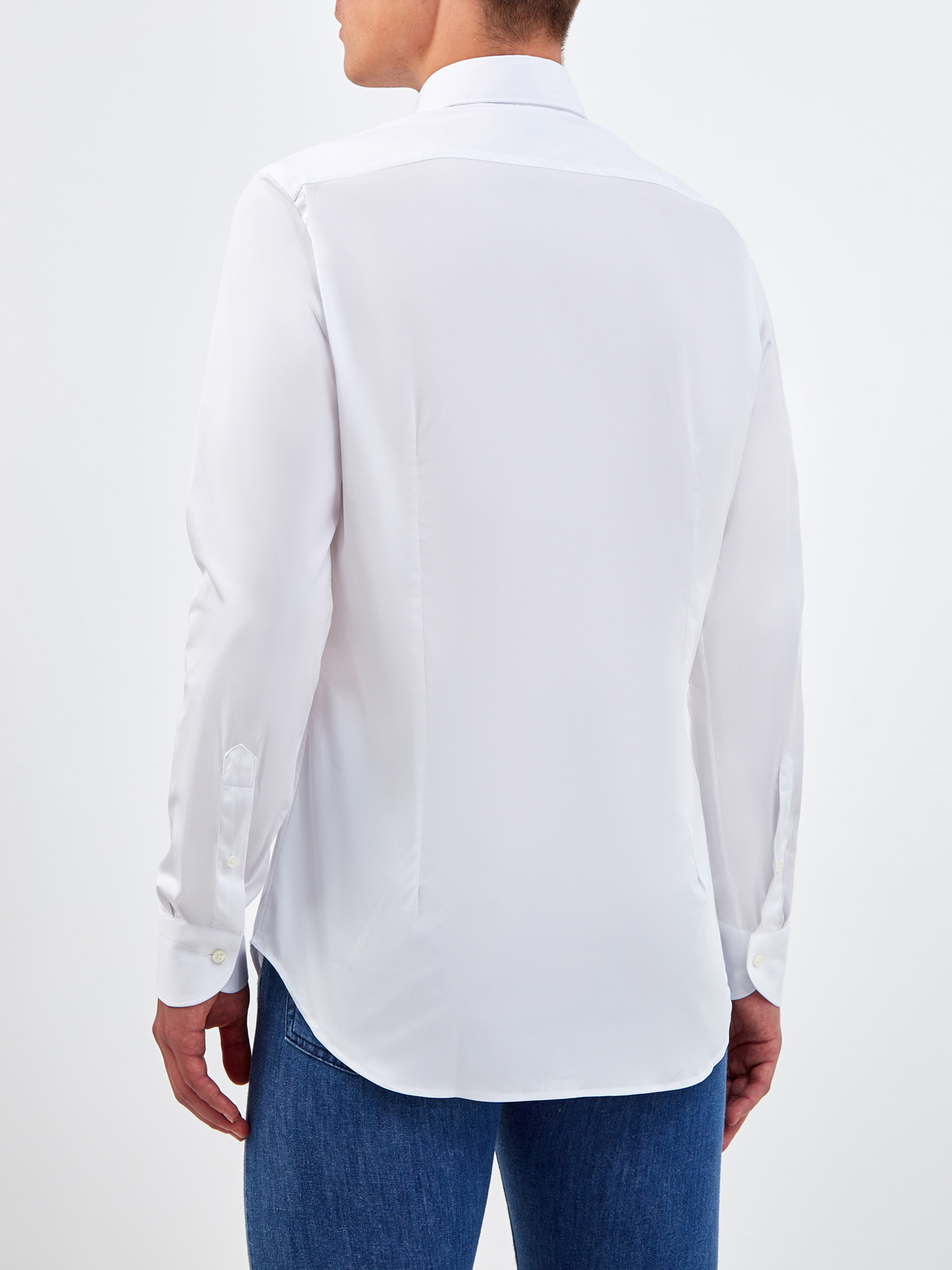Рубашка приталенного кроя из эластичного хлопкового поплина CANALI, цвет белый, размер 50;52;52;54;56;58 - фото 4