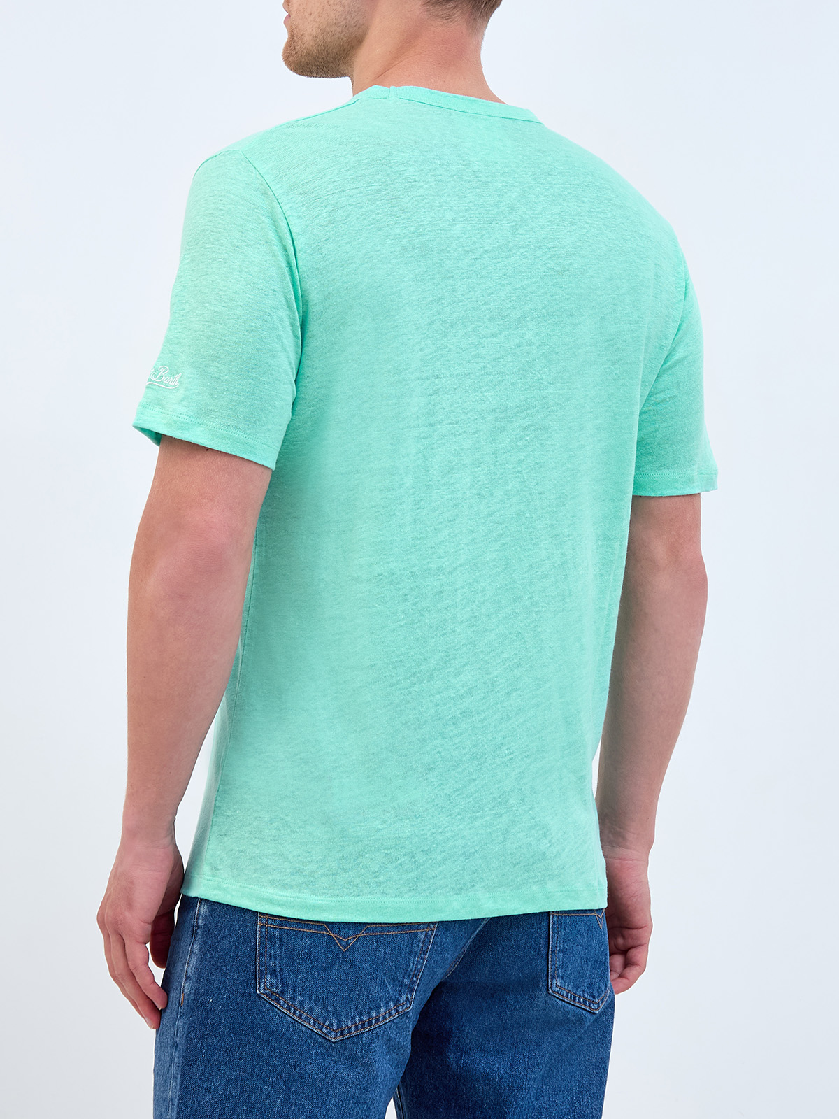 Льняная футболка Ecstasea из меланжевого джерси с карманом MC2 SAINT BARTH, цвет бирюзовый, размер M;L;XL;2XL;3XL;4XL - фото 4