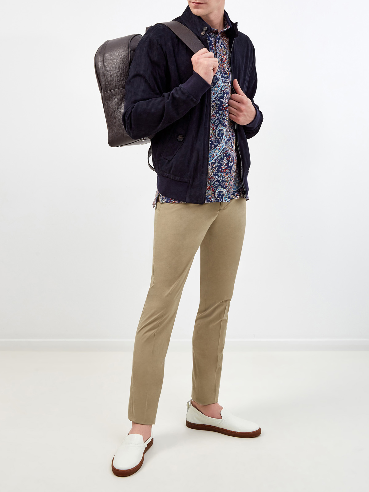 Легкие брюки из эластичного хлопка с французскими карманами ETRO, цвет бежевый, размер 48;50;54;56 - фото 2