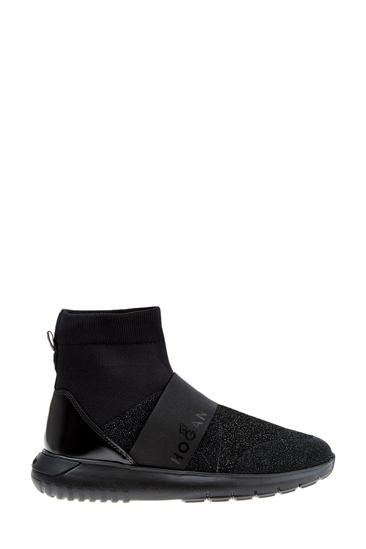 Однотонные кроссовки с мерцающей отделкой и сверхлегкой подошвой HOGAN, цвет черный, размер 36;36.5;38;40;40.5 - фото 1