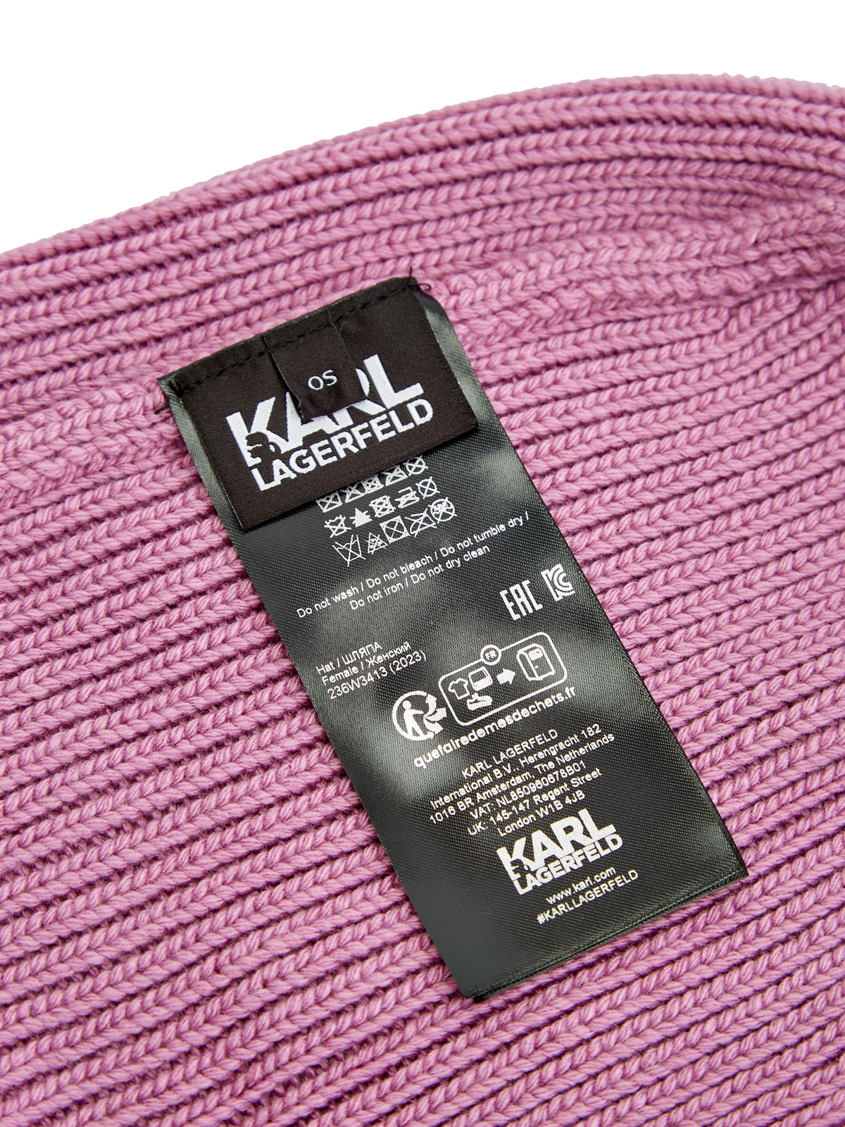 Теплая шапка из коллекции K/Essential с вышивкой на отвороте KARL LAGERFELD, цвет розовый, размер 37;38;39;40;41;42 Теплая шапка из коллекции K/Essential с вышивкой на отвороте - фото 4