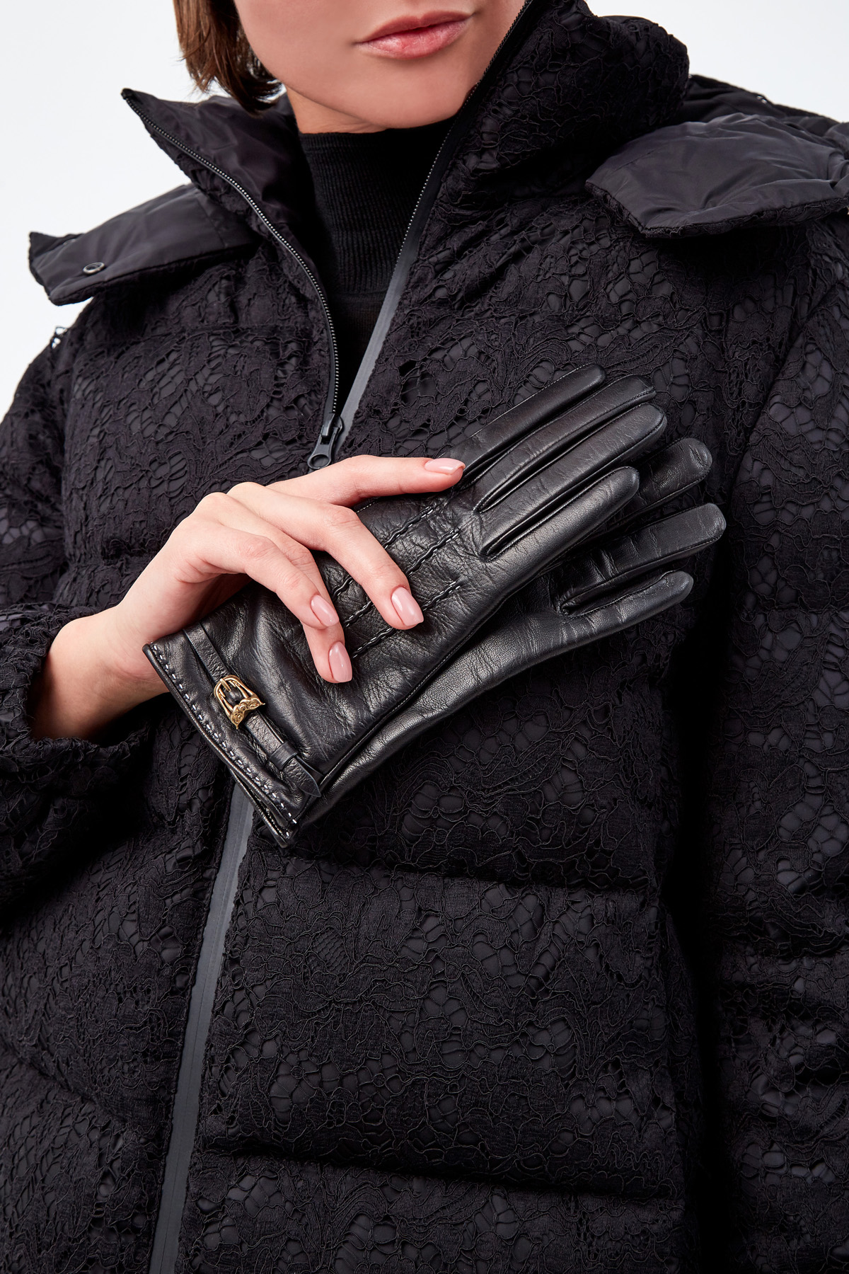 Перчатки из кожи наппа с объемными швами ручной работы ERMANNO SCERVINO, цвет черный, размер L;XS - фото 2