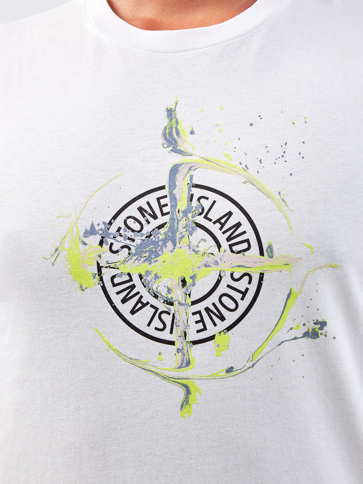 Белая футболка из джерси с яркой аппликацией STONE ISLAND, цвет белый, размер S;M;L;XL;2XL;3XL - фото 5
