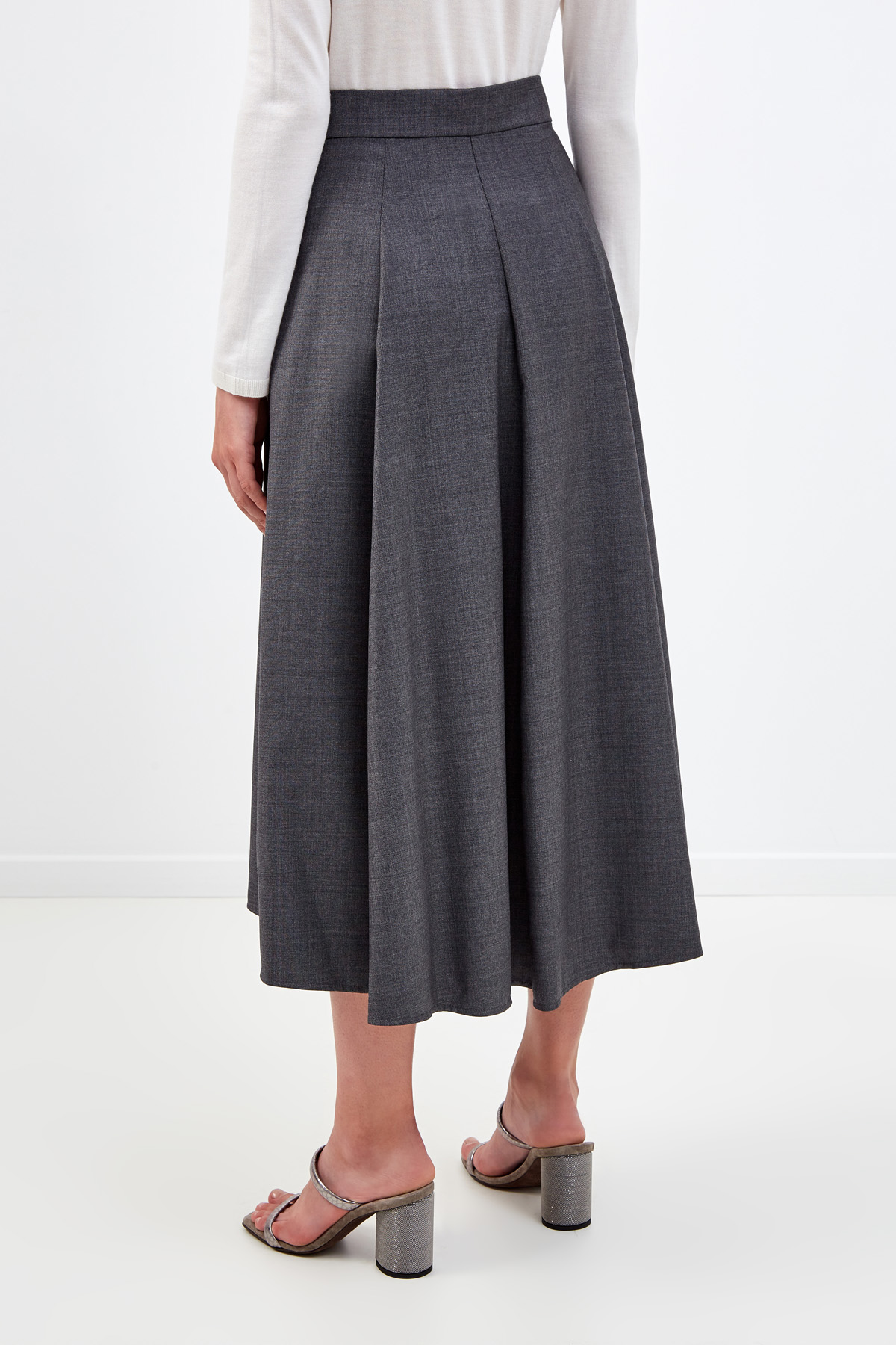 Шерстяная юбка-миди асимметричного кроя BRUNELLO CUCINELLI, цвет серый, размер 38;42;44;46 - фото 4