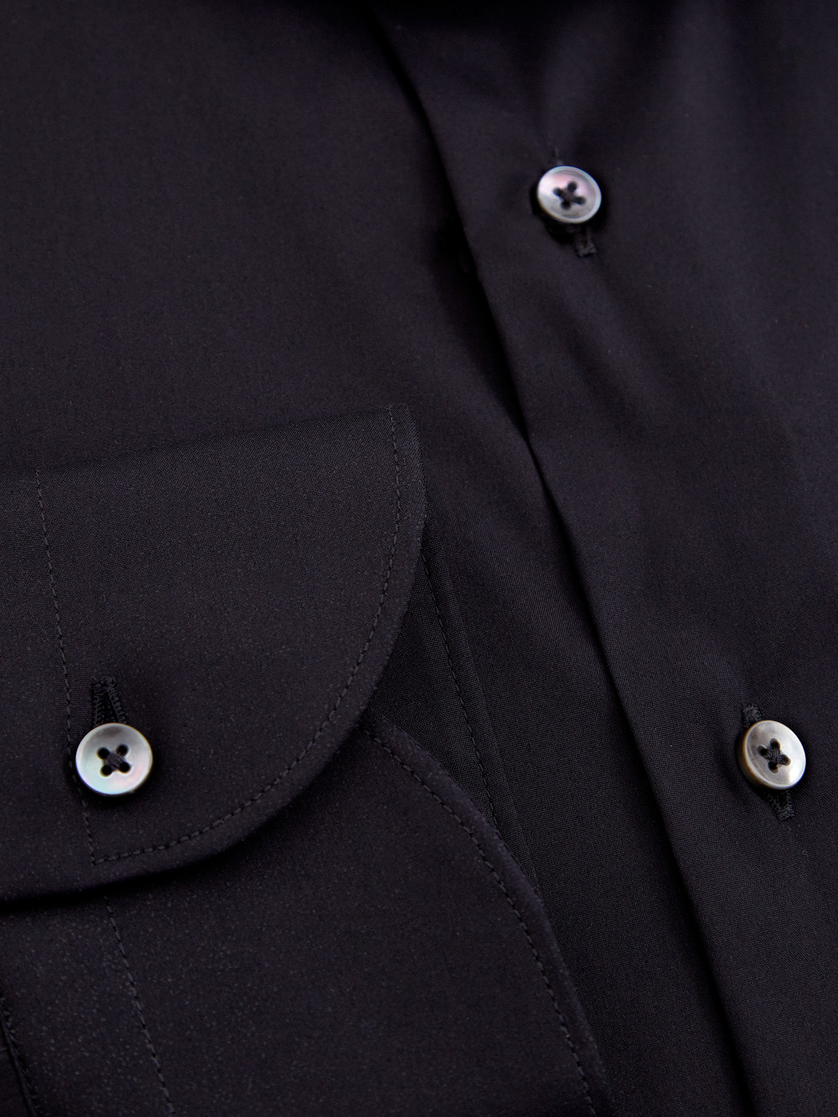 Однотонная рубашка из мягкого эластичного хлопка CANALI, цвет черный, размер 50;52;52;54;56;58 - фото 2