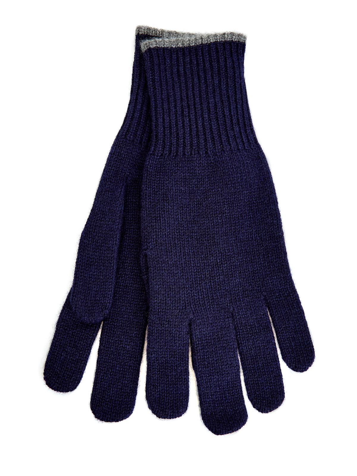 Синие перчатки из кашемира с контрастной окантовкой BRUNELLO CUCINELLI, цвет синий, размер L;M