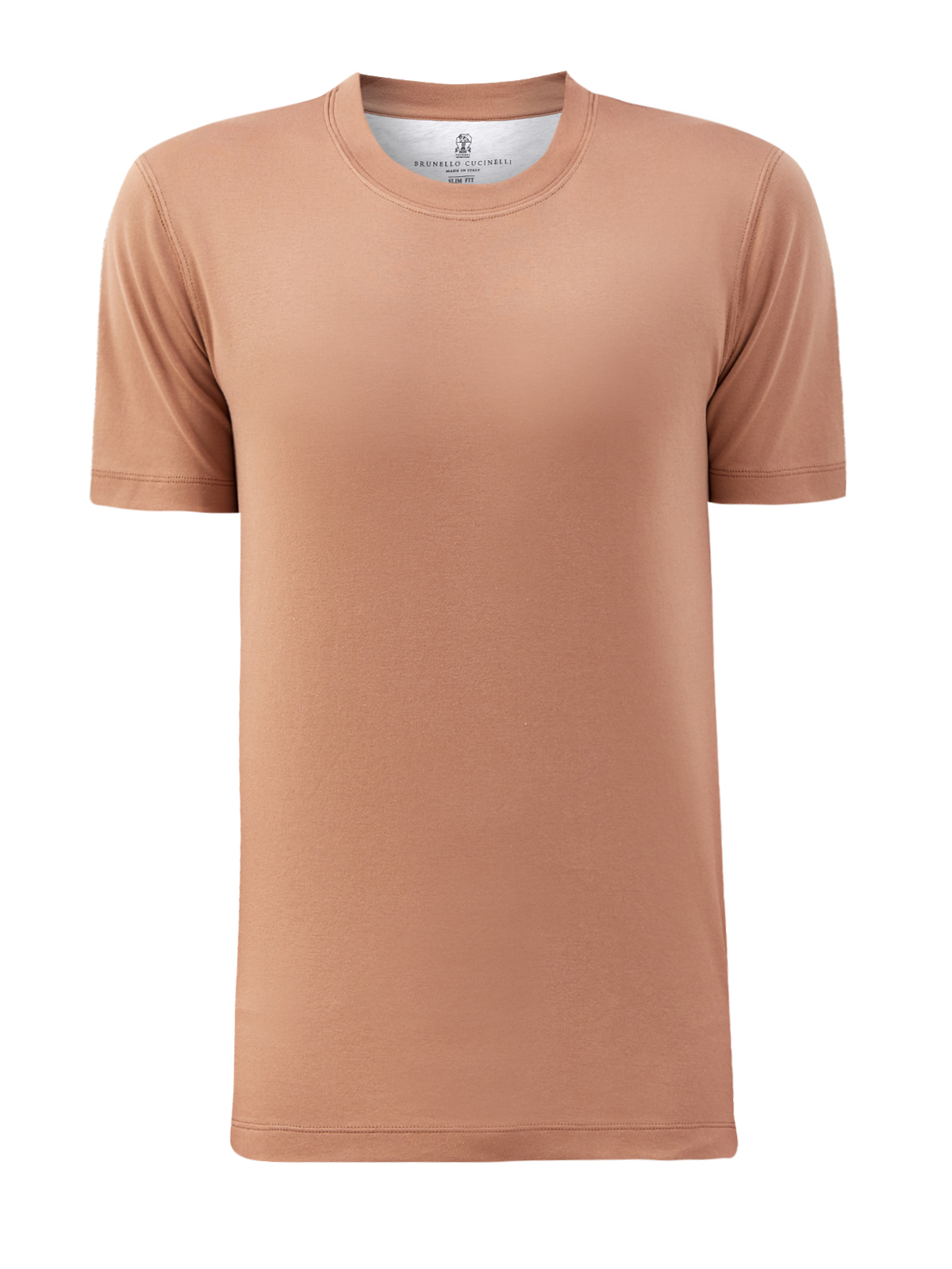 Однотонная футболка Slim Fit из мягкого джерси BRUNELLO CUCINELLI, цвет бежевый, размер 52;54;48 - фото 1