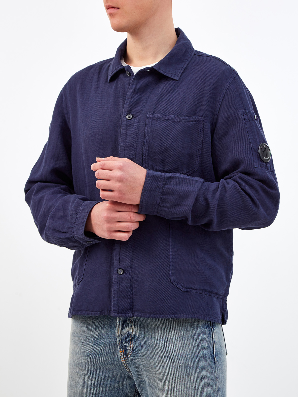 Рубашка Broken из хлопка и льна с линзой C.P. C.P.COMPANY, цвет синий, размер M;L - фото 3