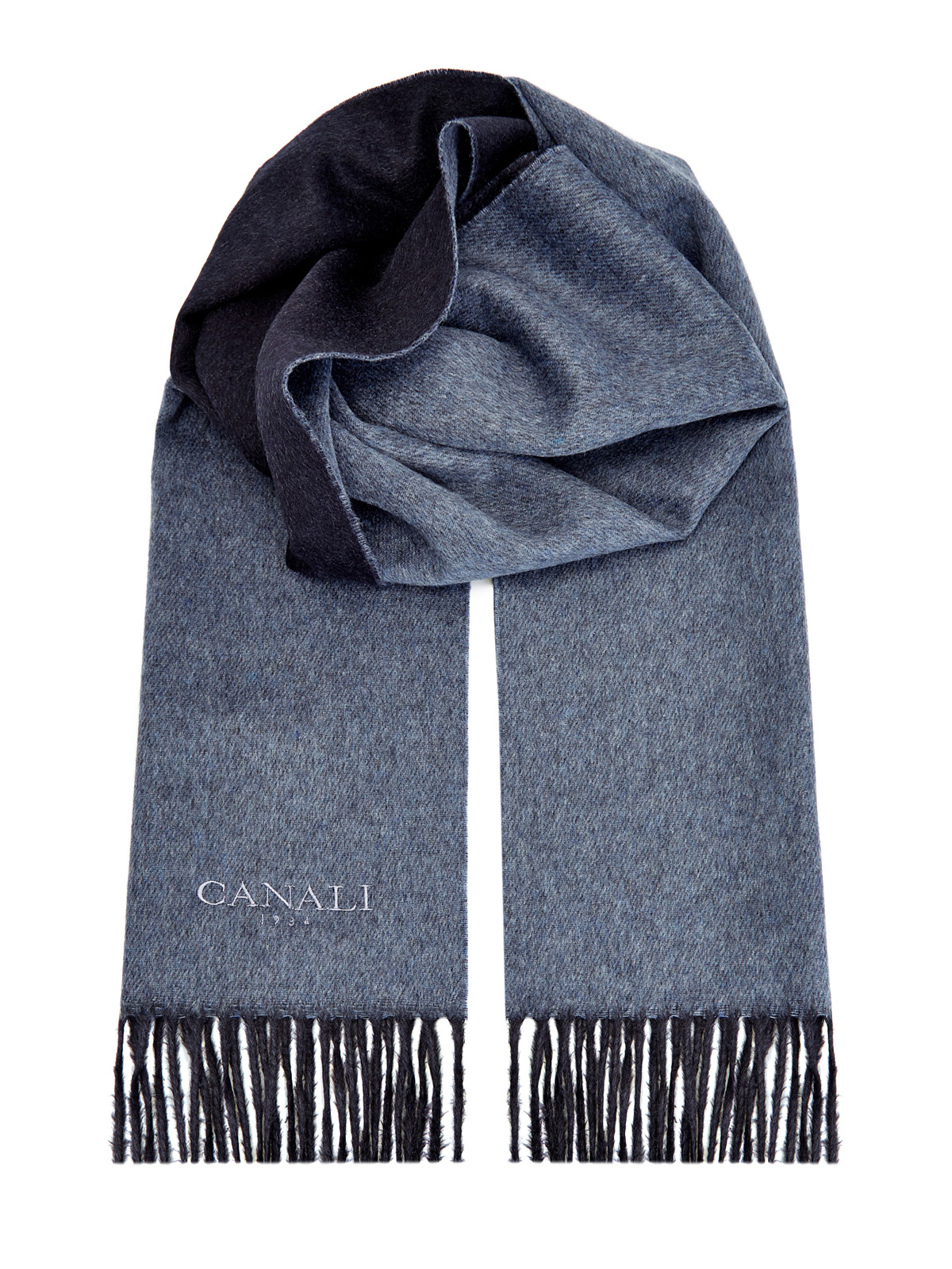 Двухцветный кашемировый шарф с волокнами шелка CANALI, размер 40;42;44