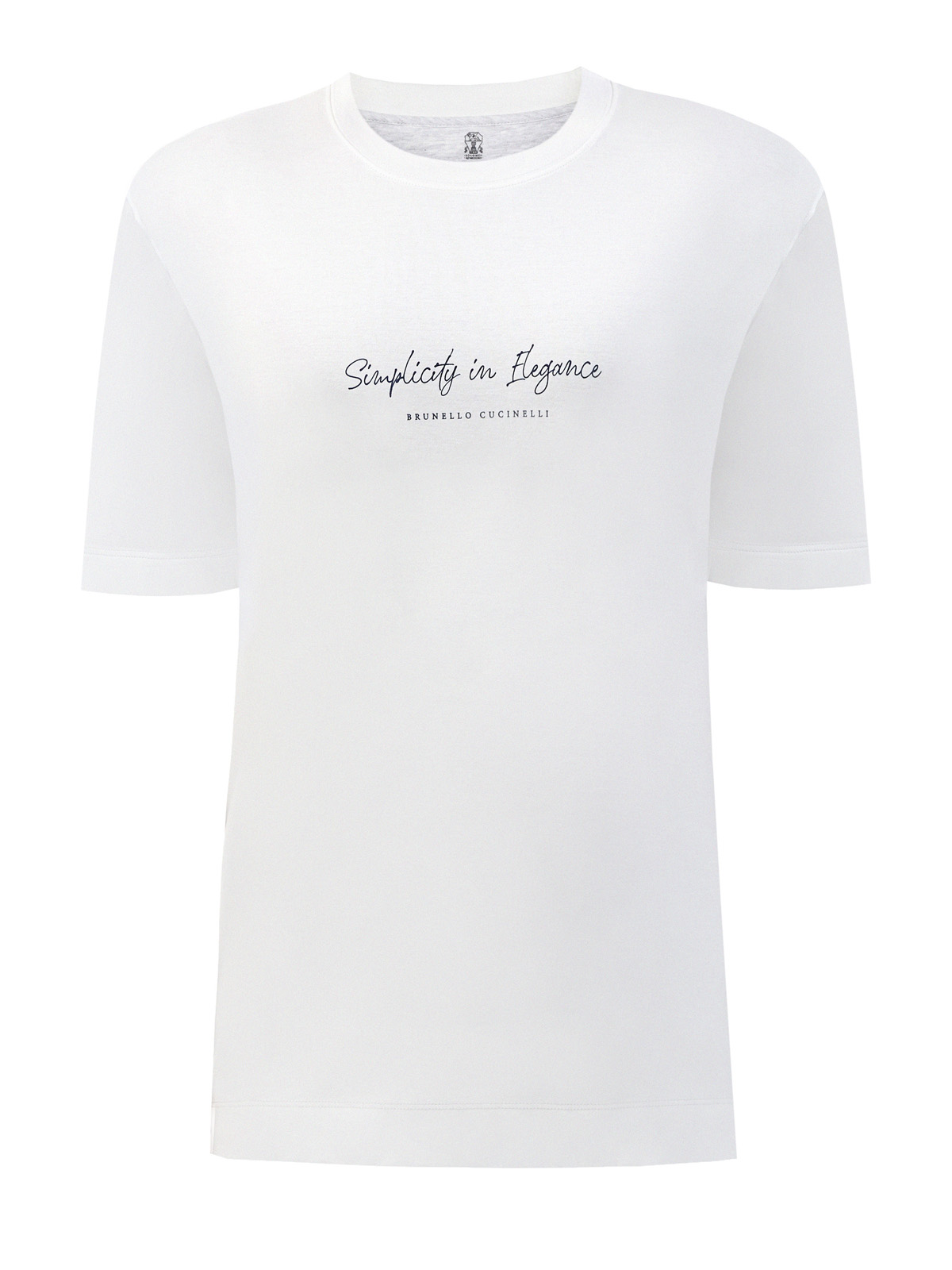 Однотонная футболка из джерси с принтом Simplicity in Elegance BRUNELLO CUCINELLI, цвет белый, размер 54;56;58;60;52 - фото 1