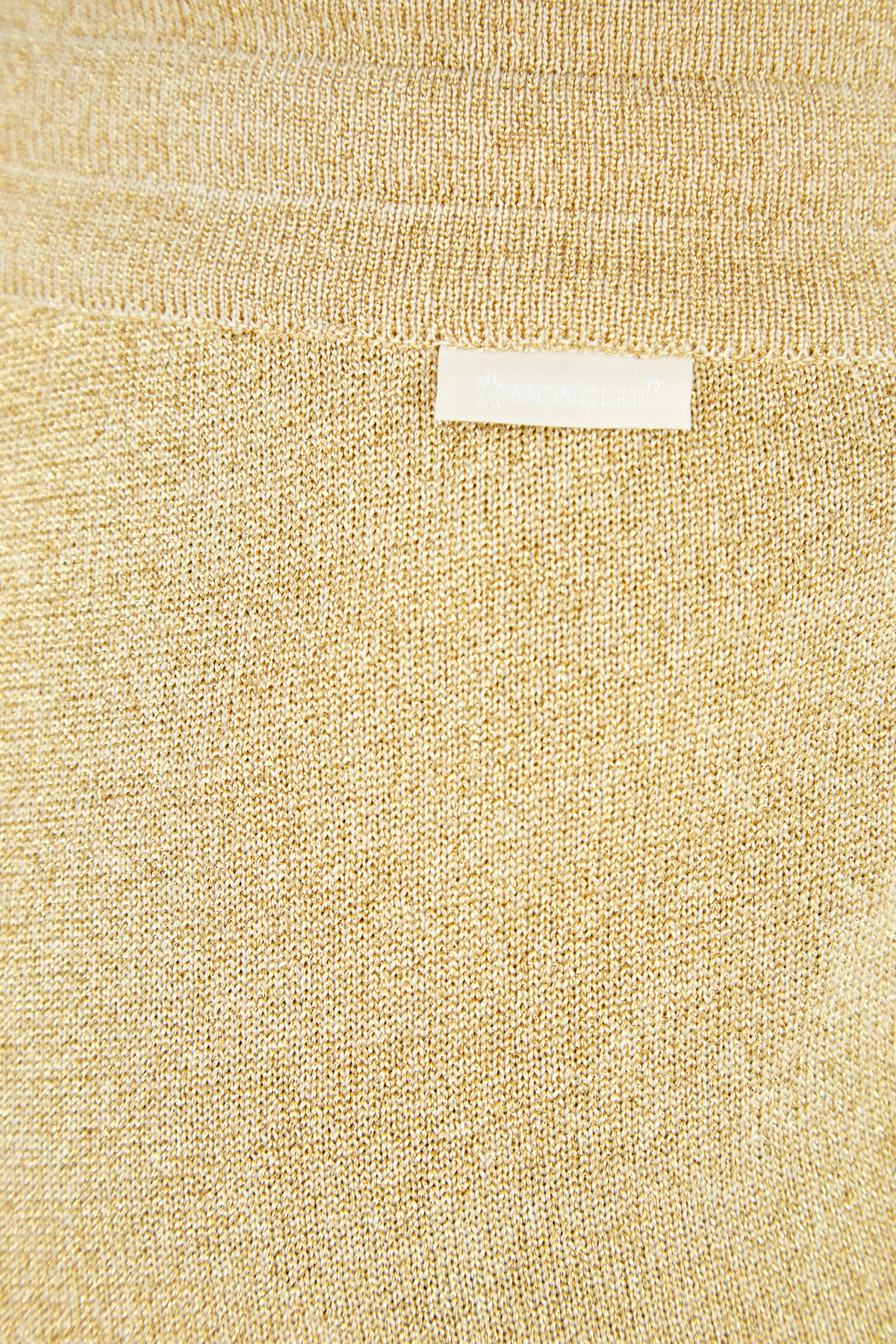 Широкие брюки из мерцающей пряжи с люрексом золотистого цвета MONCLER, размер 42 - фото 6
