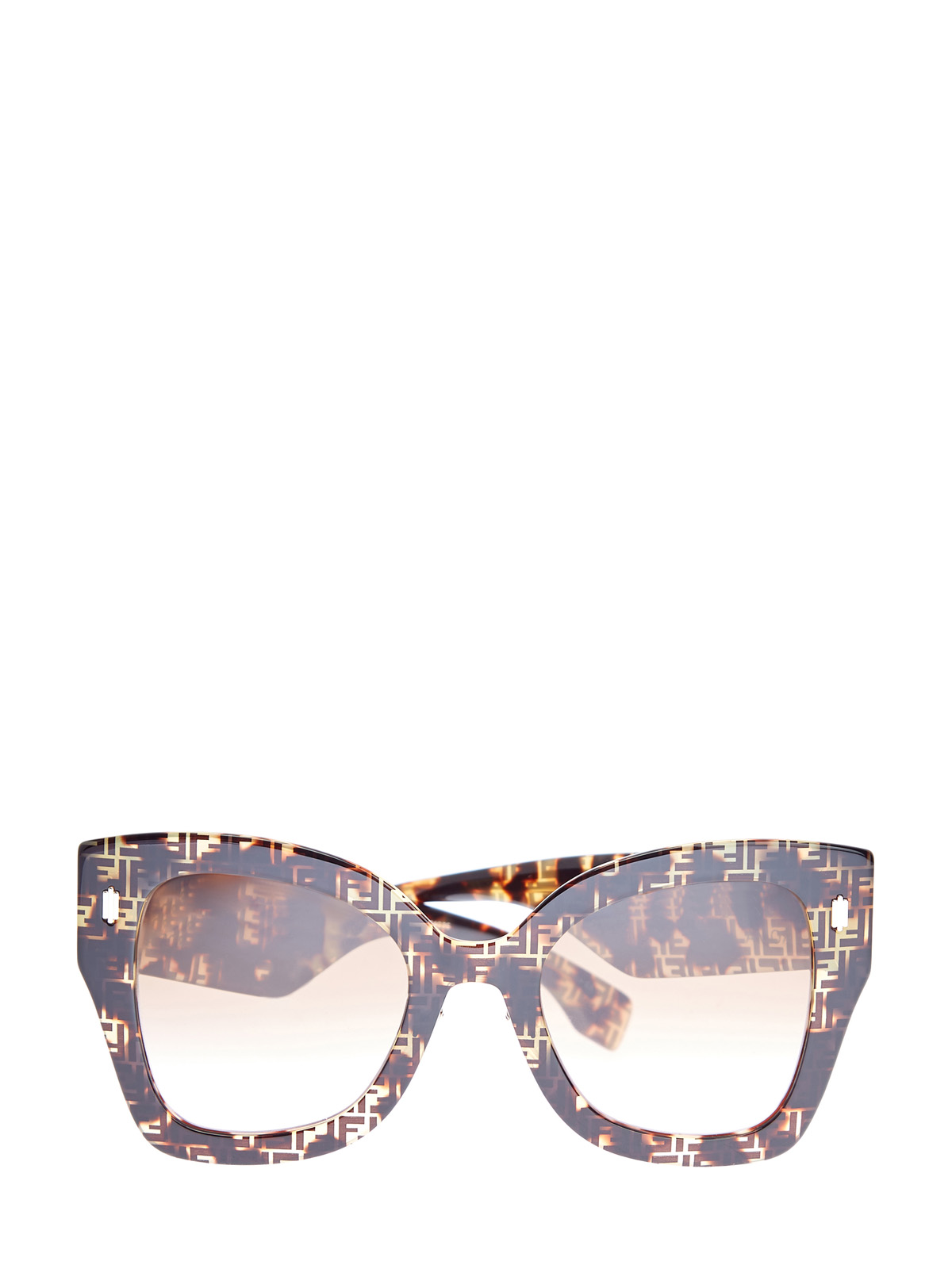 Очки FF в квадратной оправе из легкого черепахового ацетата FENDI (sunglasses), цвет коричневый, размер S;M;L - фото 1