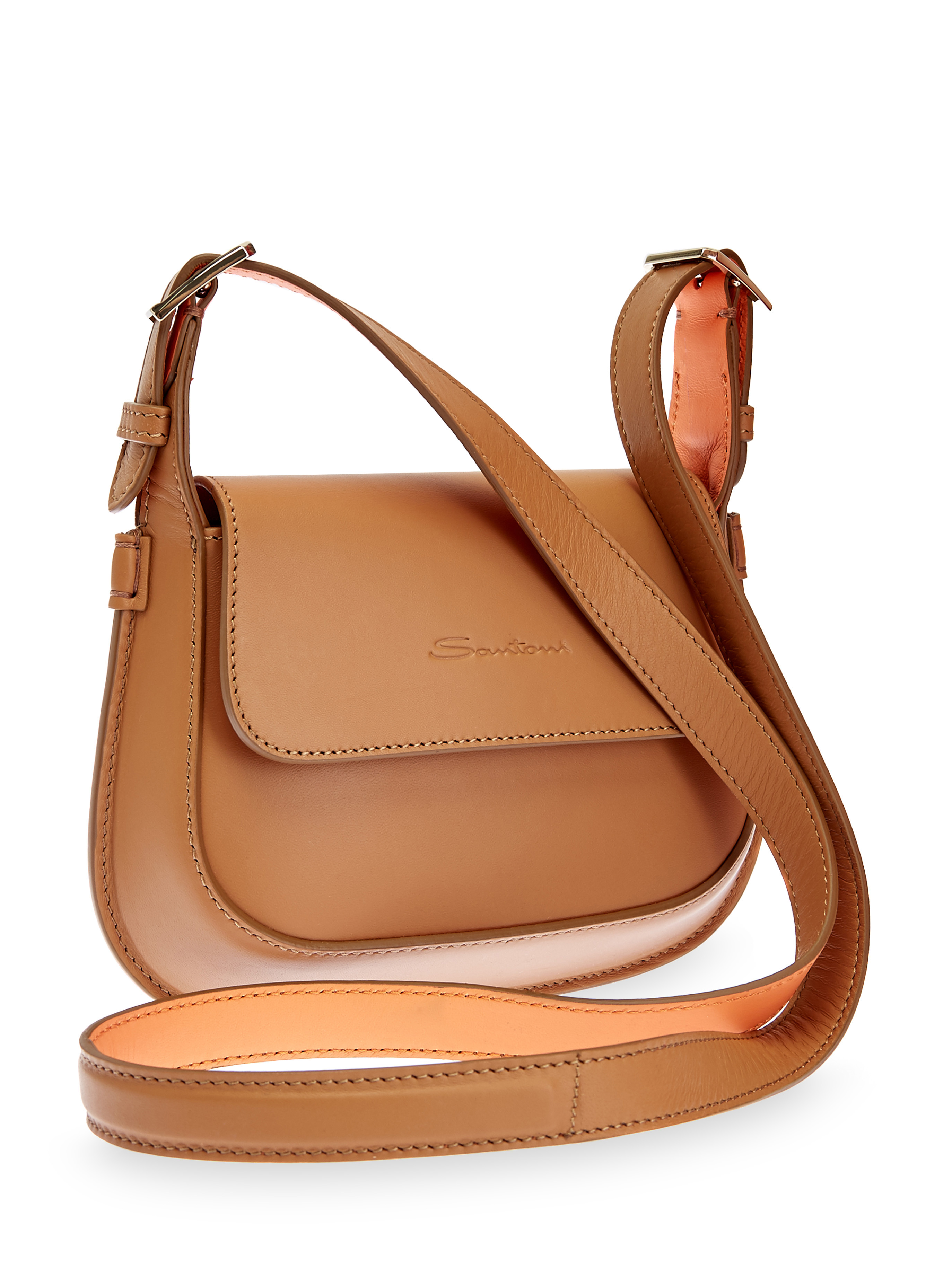 Кожаная сумка-кроссбоди с вощеной окантовкой SANTONI, цвет коричневый, размер 36.5;37;37.5;38;39;41;38.5 - фото 3