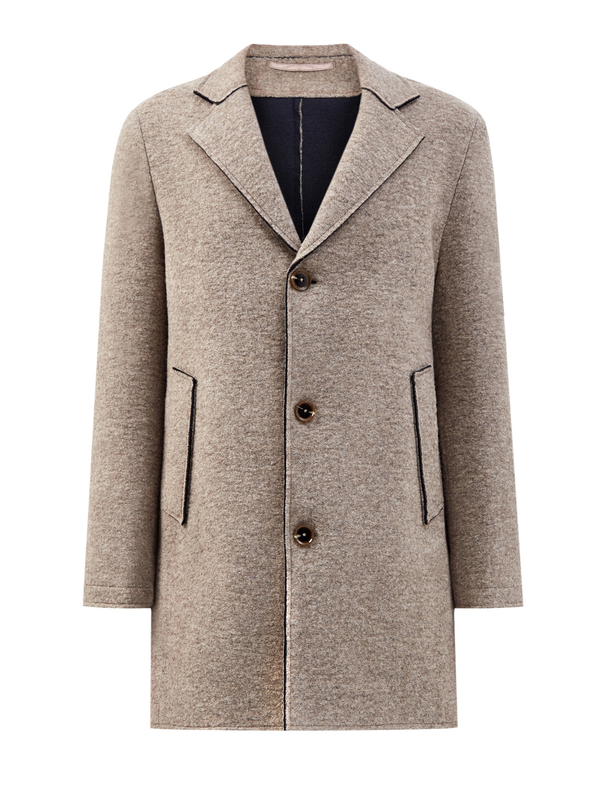 Однобортное пальто из меланжевой шерсти с фактурными швами CUDGI, цвет бежевый, размер 48;50;52;54;56 - фото 1