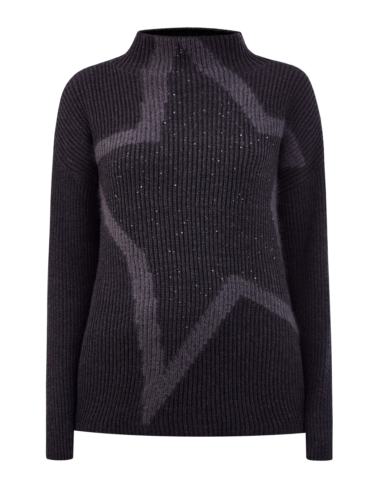 Пуловер из шерсти и шелка с вплетенными пайетками LORENA ANTONIAZZI, цвет черный, размер 40;42;44;46 - фото 1